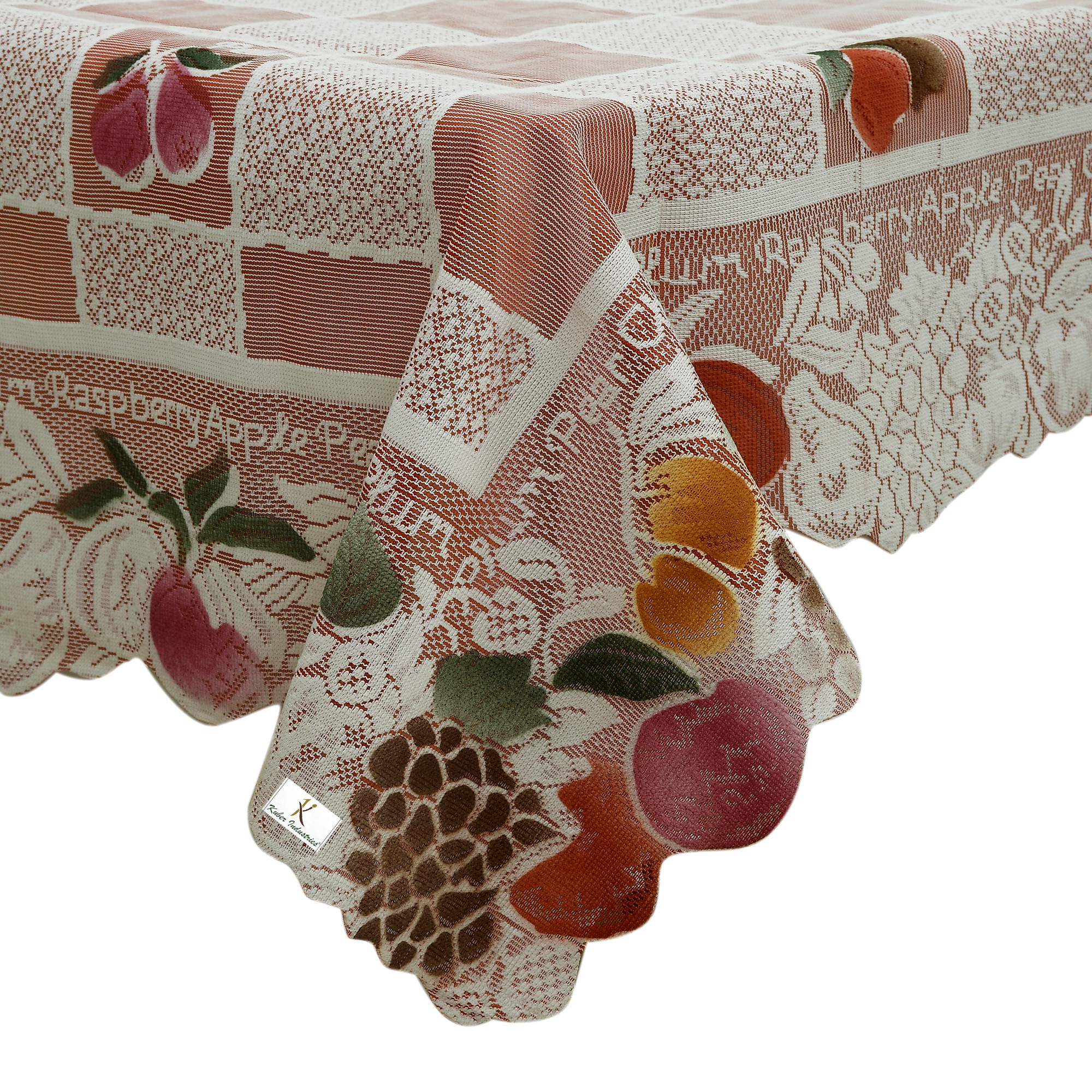 Kuber Industries Fruit Print Cotton 4 Seater Dining Table Cover,Maroon-KUBMRT11609