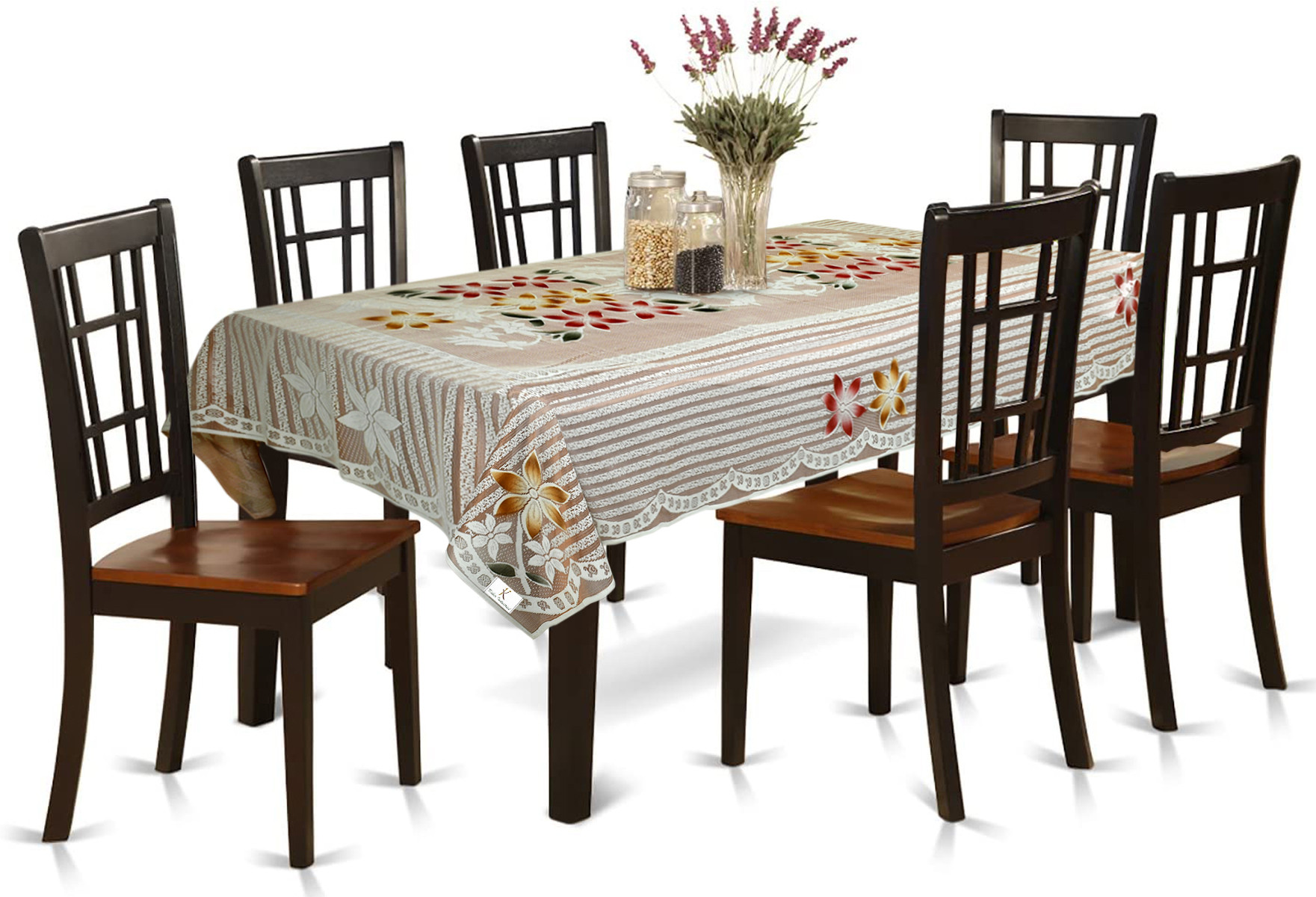 Kuber Industries Fruit Print Cotton 6 Seater Dining Table Cover 60