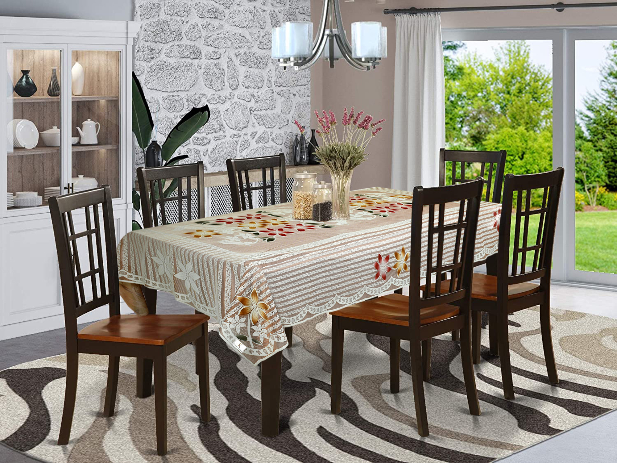 Kuber Industries Fruit Print Cotton 6 Seater Dining Table Cover 60
