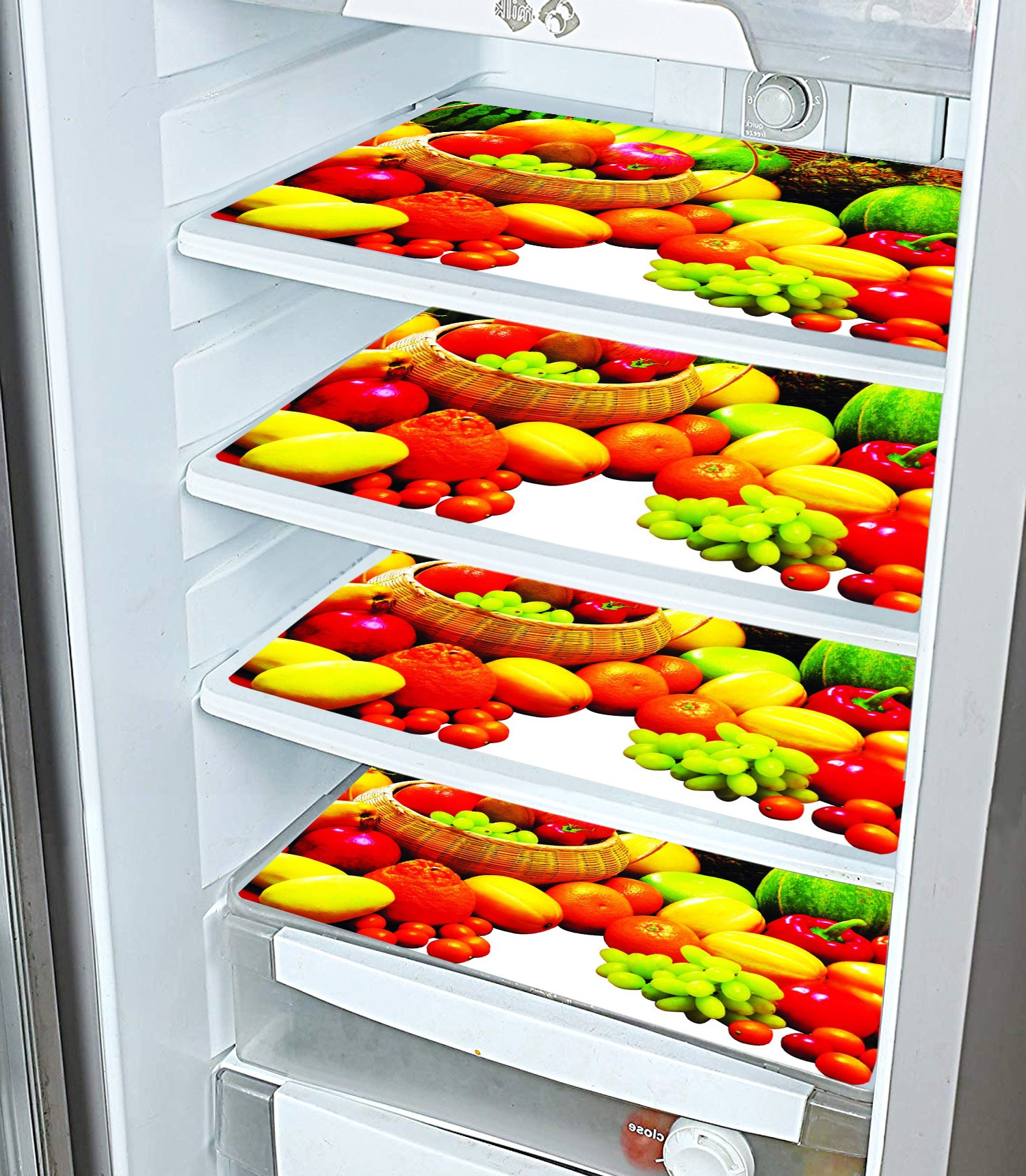 Kuber Industries Fruit Print Waterproof, Stain Resistant, Washable Refrigerator/Fridge Drawer Mat, Set of 6 (Multicolour)