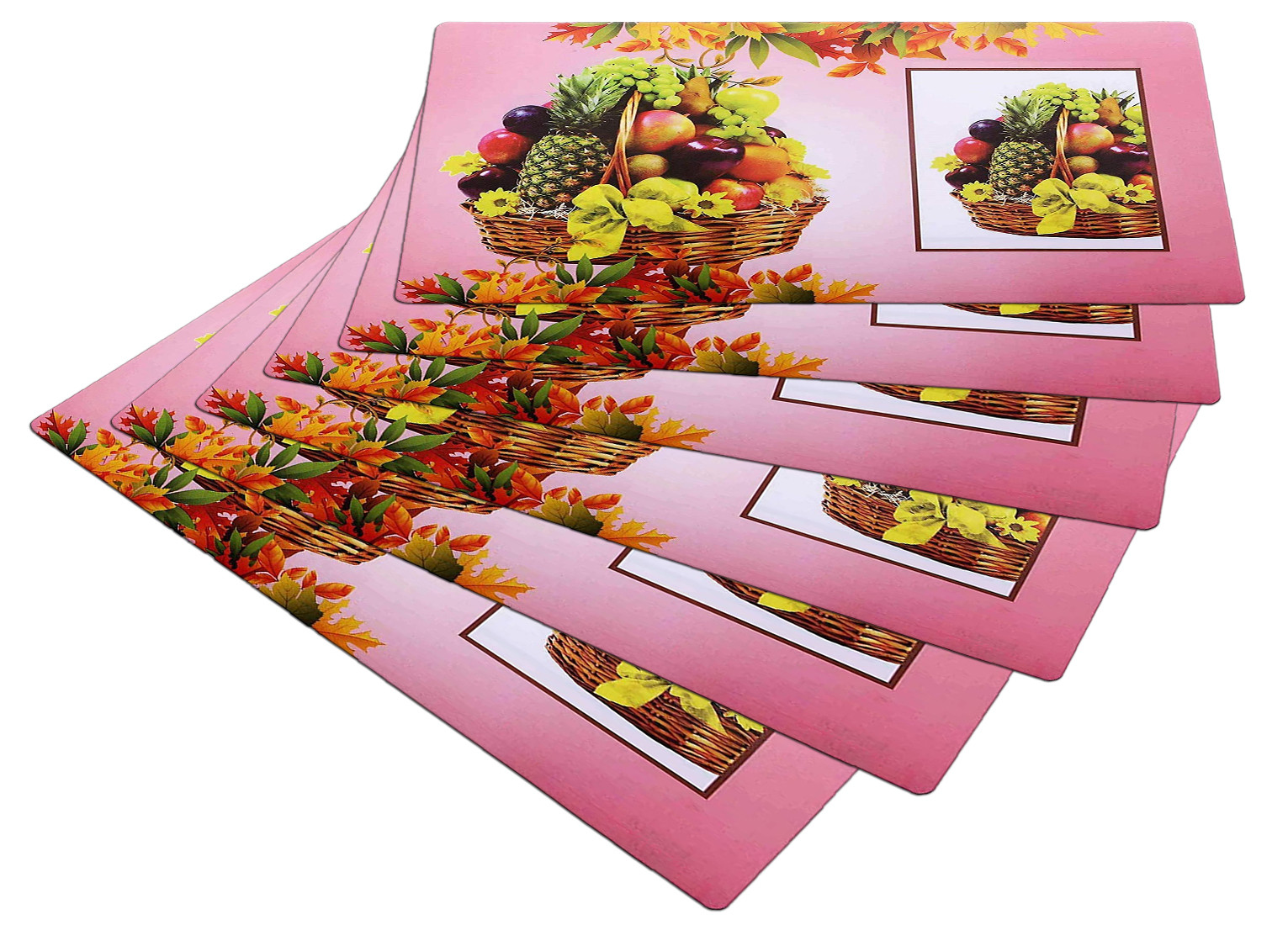 Kuber Industries Fruit Print Waterproof, Stain Resistant, Washable Refrigerator/Fridge Drawer Mat, Set of 6 (Pink)