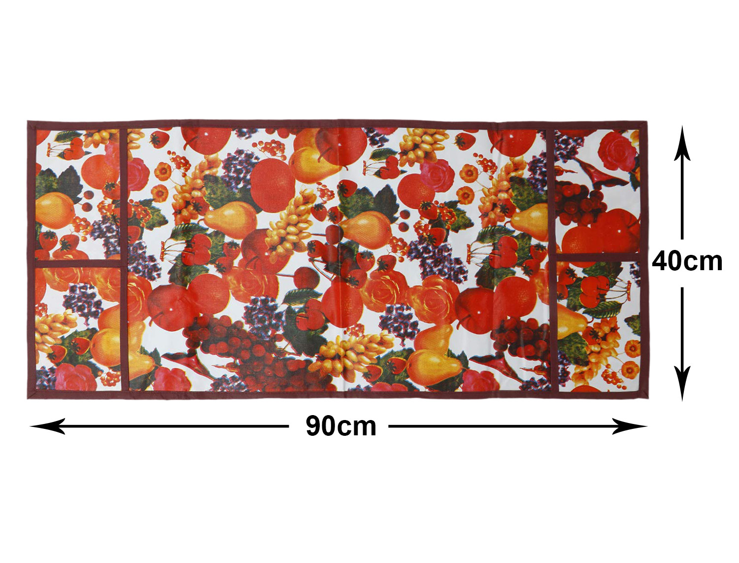 Kuber Industries Fruit Printed PVC Decorative Microwave Oven Top Cover With 4 Utility Pockets (Multicolor)