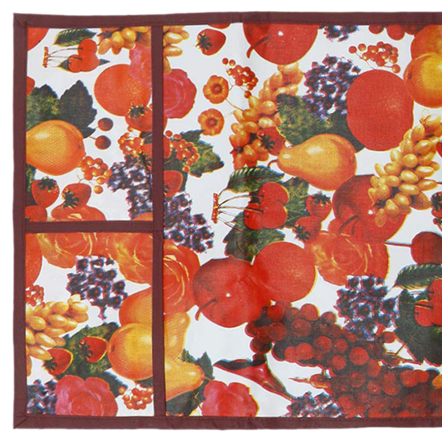 Kuber Industries Fruit Printed PVC Decorative Microwave Oven Top Cover With 4 Utility Pockets (Multicolor)