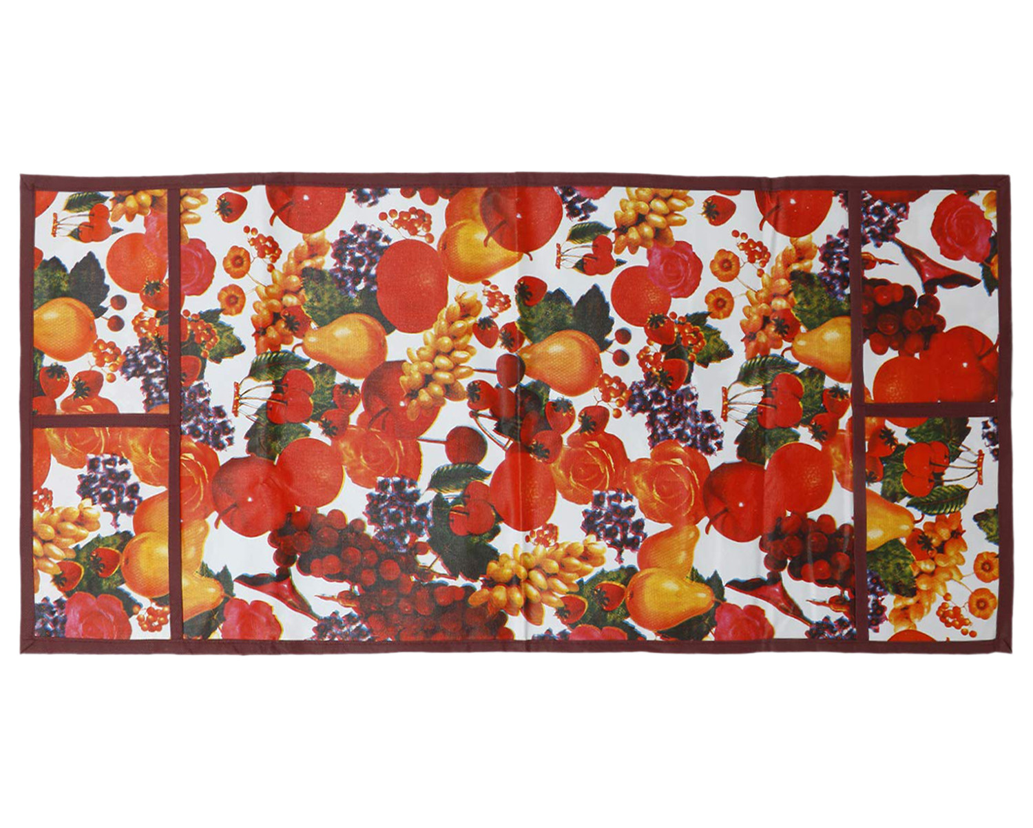 Kuber Industries Fruit Printed PVC Decorative Microwave Oven Top Cover With 4 Utility Pockets (Multicolor)