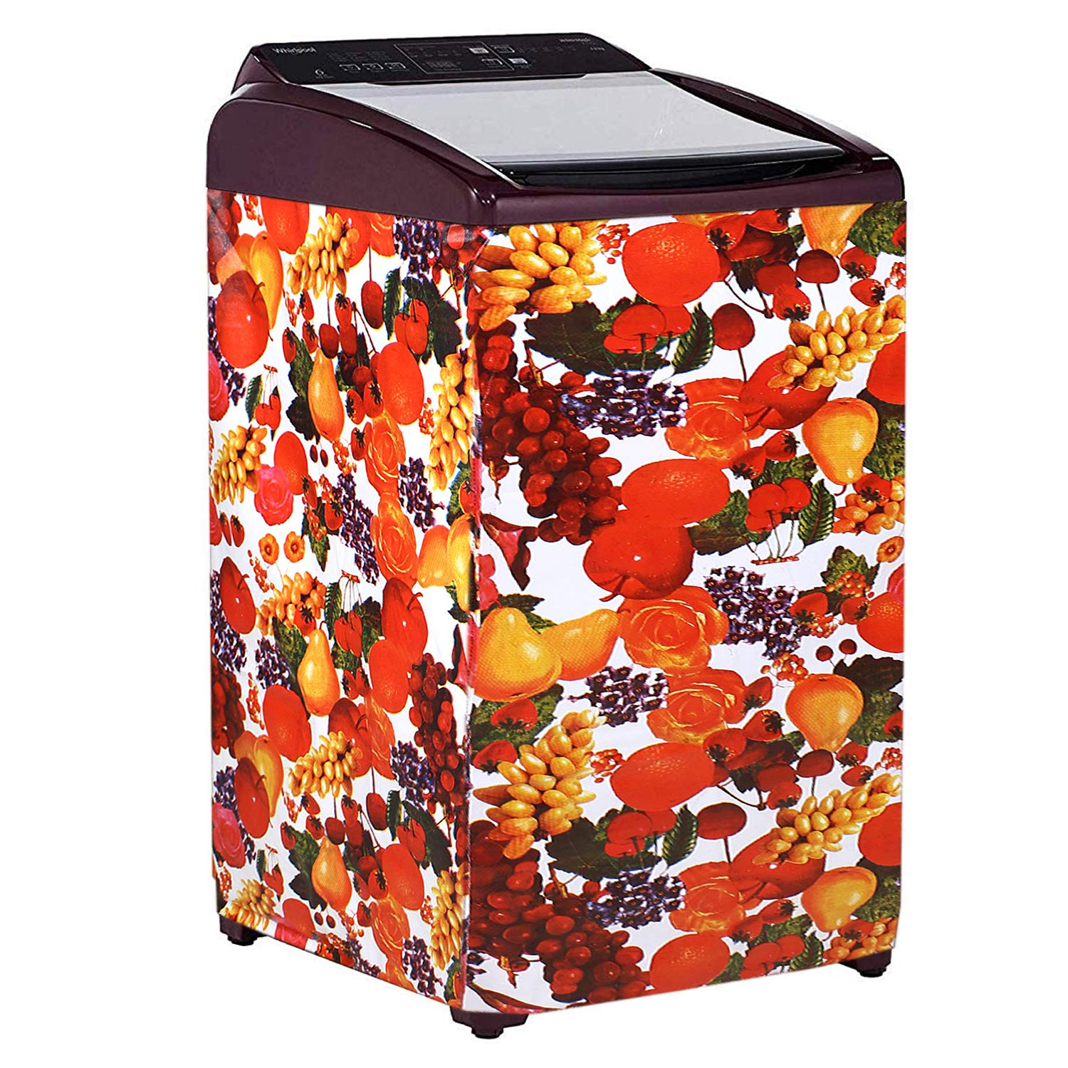Kuber Industries Fruits Design PVC Top Load Fully Automatic Washing Machine Cover (Red & White) CTKTC33329