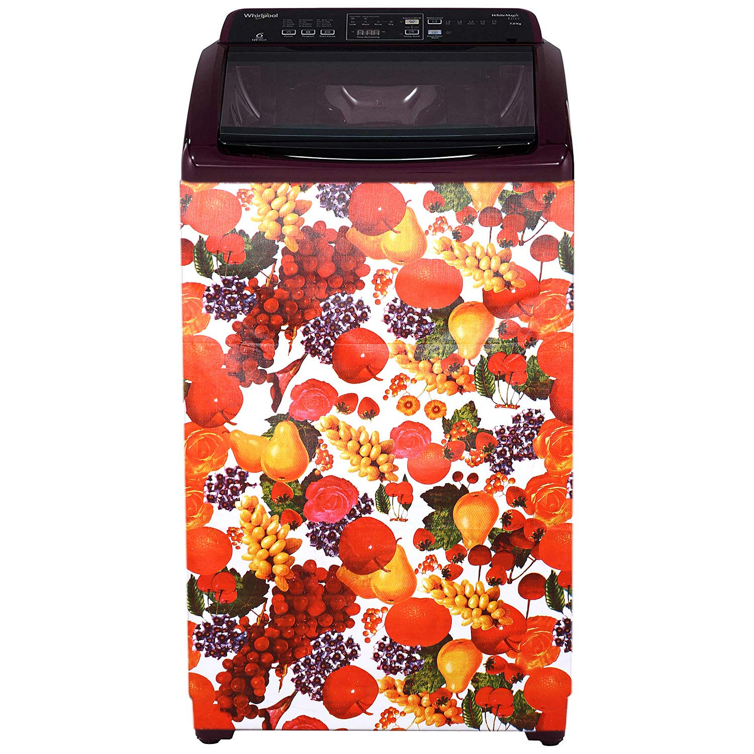 Kuber Industries Fruits Design PVC Top Load Fully Automatic Washing Machine Cover (Red & White) CTKTC33329