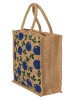 Kuber Industries Fruits Print Jute Reusable Eco-Friendly Hand Bag/Grocery Bag For Man, Woman With Handle (Blue) 54KM4360