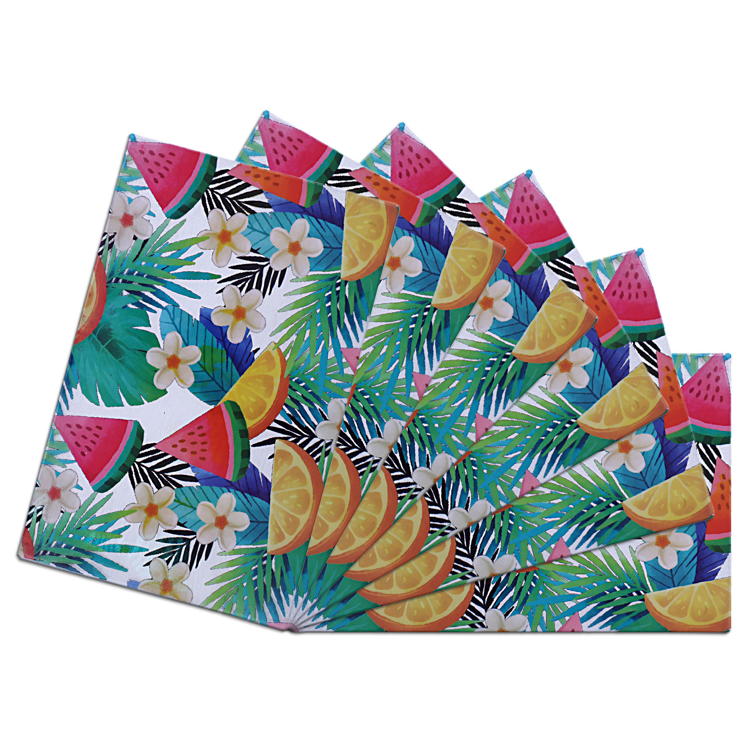 Kuber Industries Fruits Print PVC Waterproof & Washable Refrigerator|Fridge Placemats For Home & Kitchen Set of 6 (Transparent)