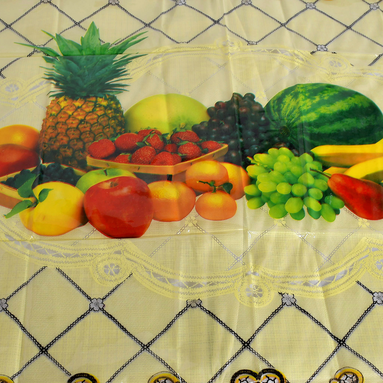 Kuber Industries Fruits Printed PVC 4 Seater Center Table Cover 40