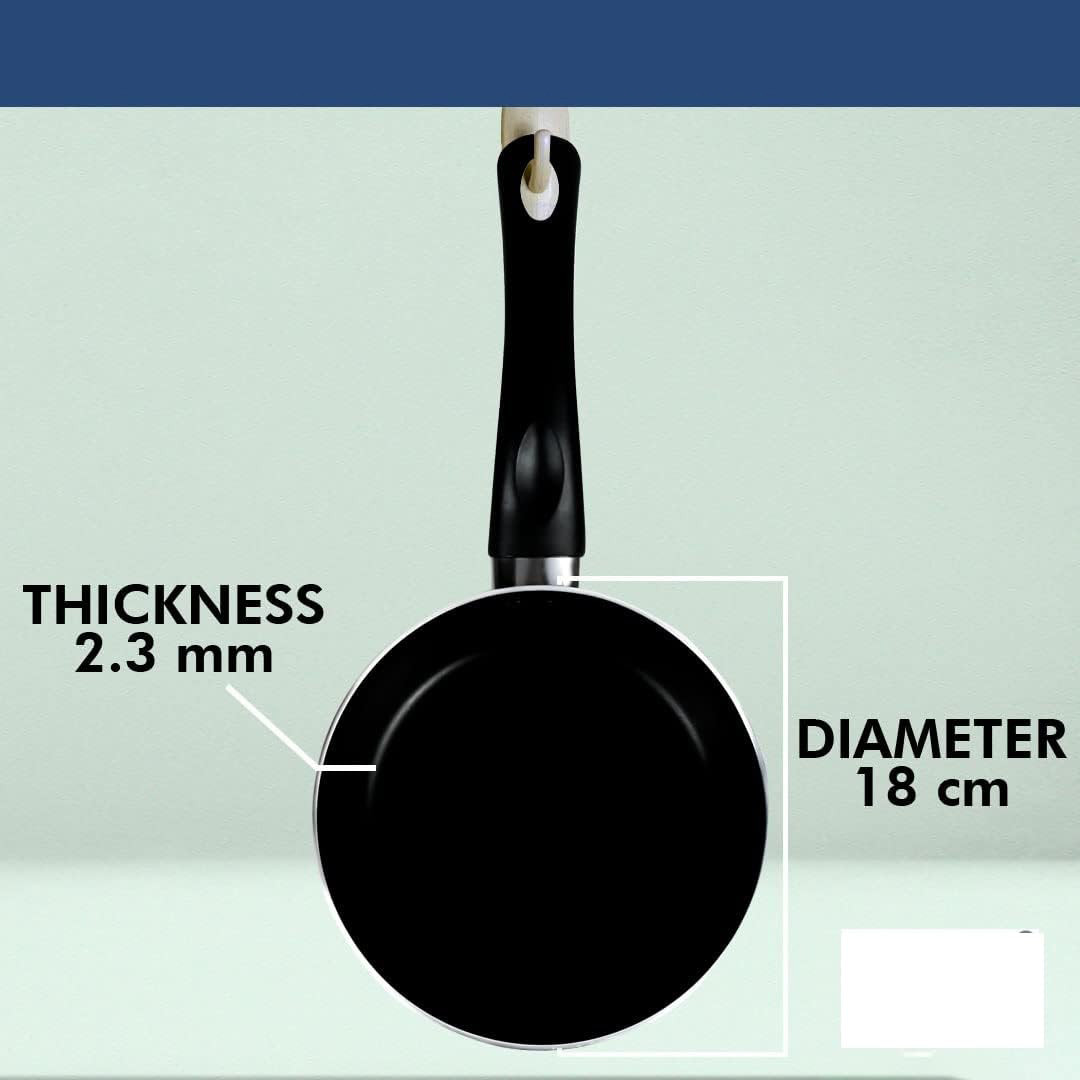 Kuber Industries Frypan | Non Stick Frying Pan| Induction Riveted Handle | Frying Pan for Kitchen | Stove & Induction Cookware | Heat Surround Cooking Frypan | 22 cm | Black