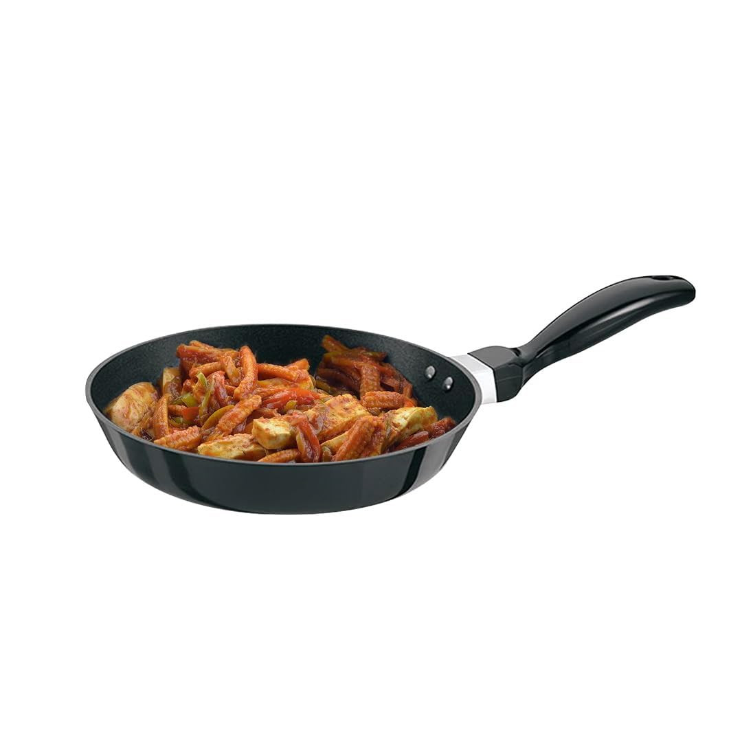 Kuber Industries Frypan | Non Stick Frying Pan| Induction Riveted Handle | Frying Pan for Kitchen | Stove & Induction Cookware | Heat Surround Cooking Frypan | 22 cm | Black