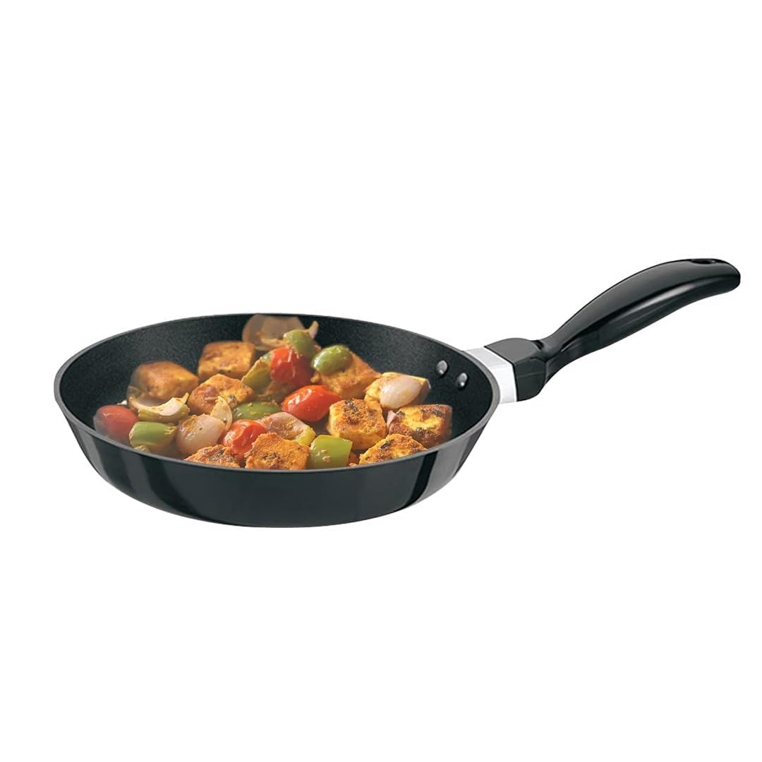 Kuber Industries Frypan | Non Stick Frying Pan| Induction Riveted Handle | Frying Pan for Kitchen | Stove & Induction Cookware | Heat Surround Cooking Frypan | 26 cm | Black