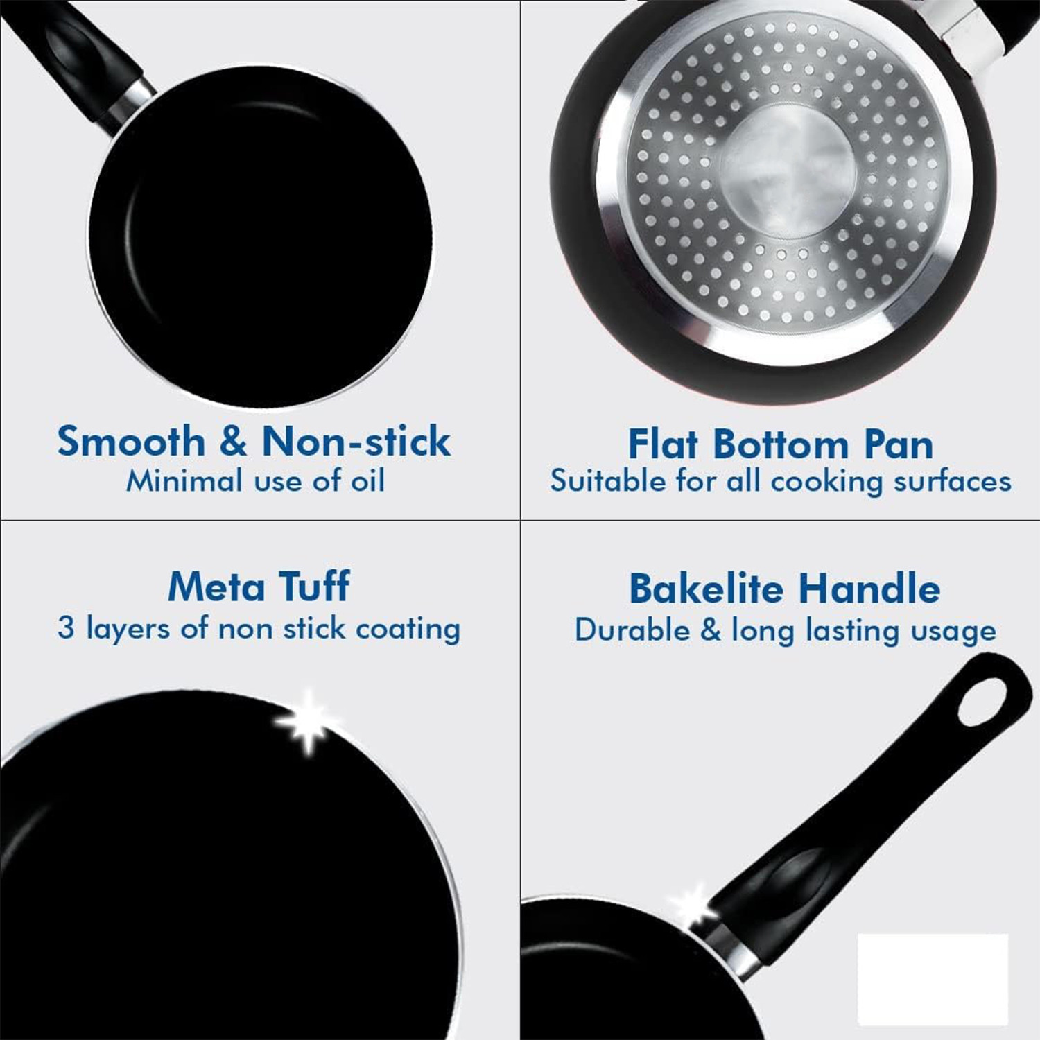 Kuber Industries Frypan | Non Stick Frying Pan| Induction Riveted Handle | Frying Pan for Kitchen | Stove & Induction Cookware | Heat Surround Cooking Frypan | 26 cm | Black