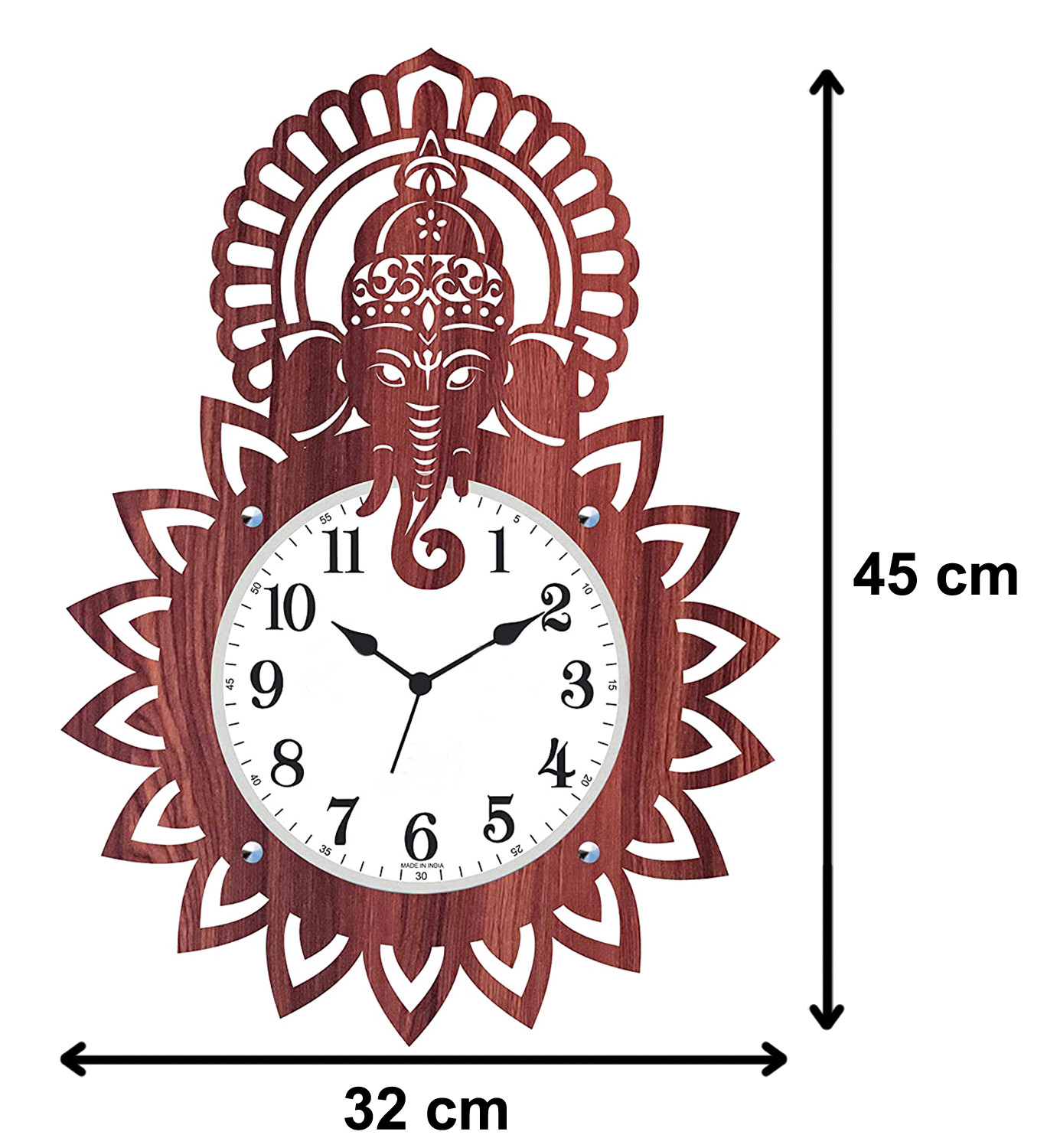 Kuber Industries Ganesh G Design Wooden Wall Clock (Dark Brown)-HS40KUBMART23949