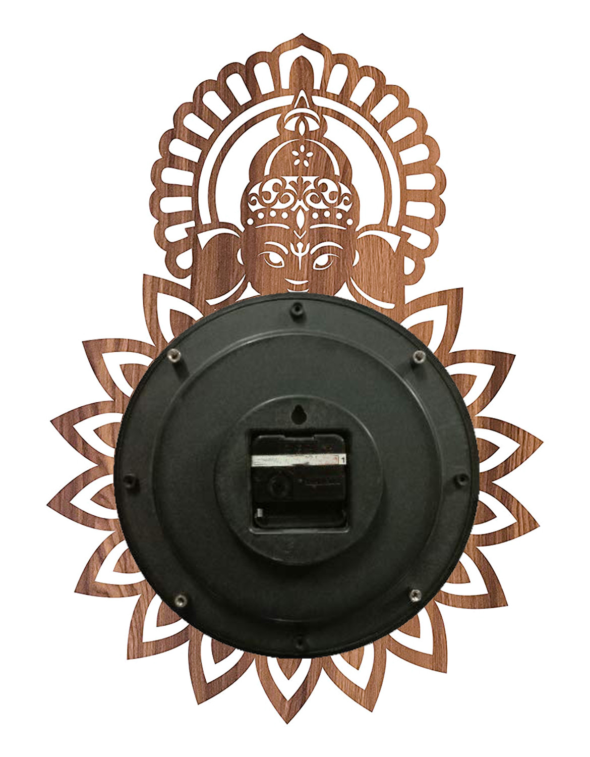Kuber Industries Ganesh G Design Wooden Wall Clock (Dark Brown)-HS40KUBMART23949