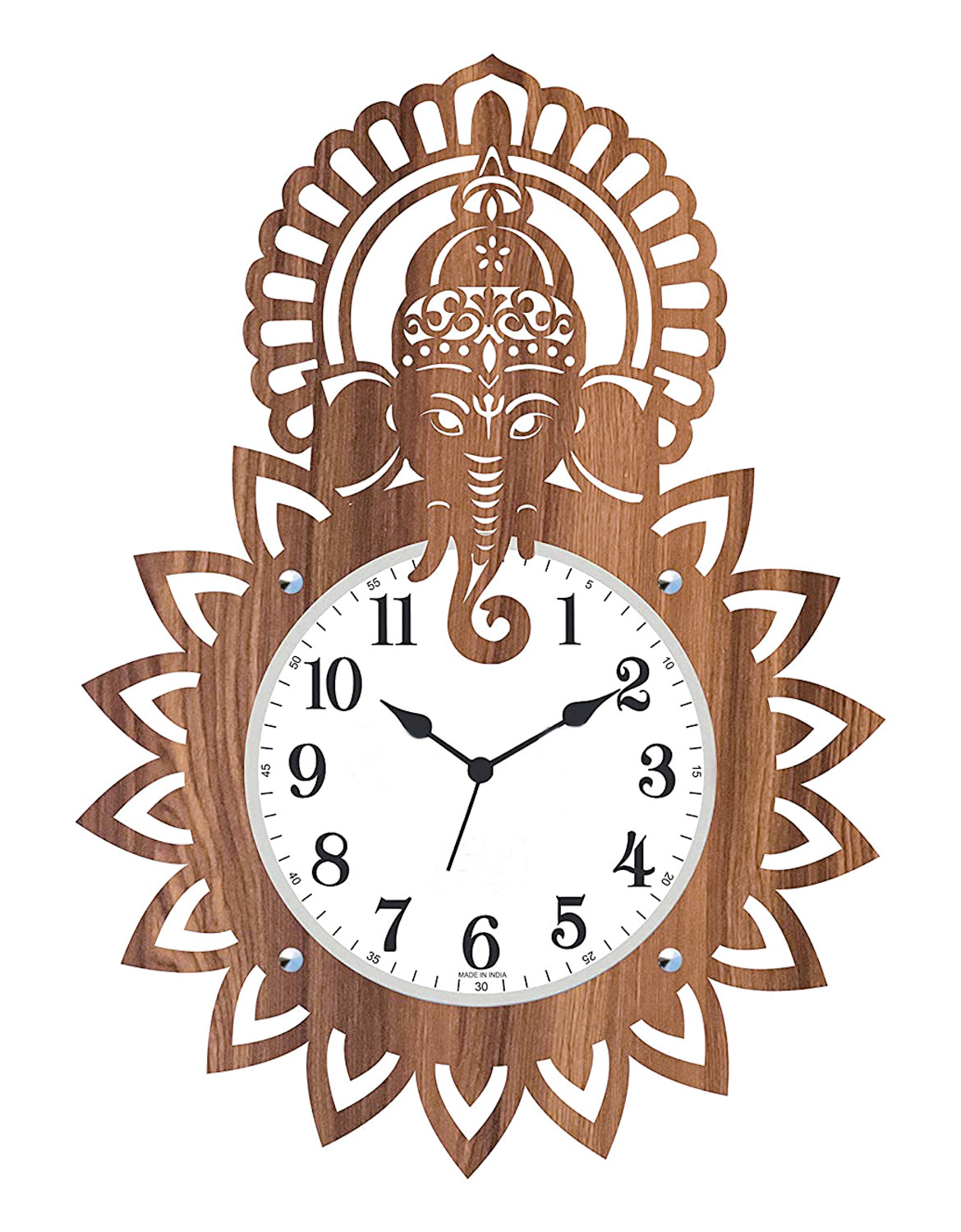Kuber Industries Ganesh G Design Wooden Wall Clock (Light Brown)-HS40KUBMART23947
