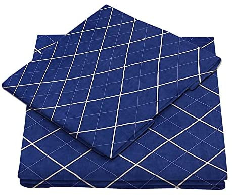 Kuber Industries Geomatric Design Glace Cotton Double Bedsheet with 2 Pillow Covers (Blue)