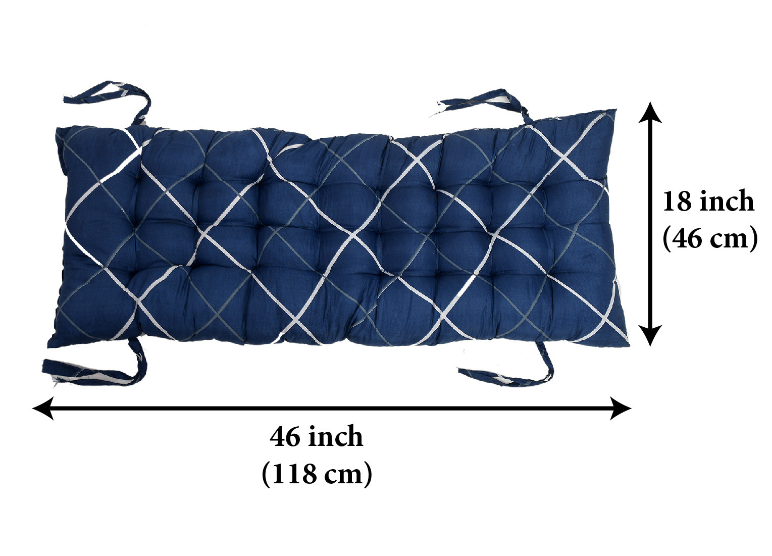 Kuber Industries Geomatric Printed Microfiber Back & Seat Cushion for Indoor/Outdoor Patio Chair, Rocking Chair, Office Chair, Reclining chairs With Ties, 18*46 Inch (Blue)