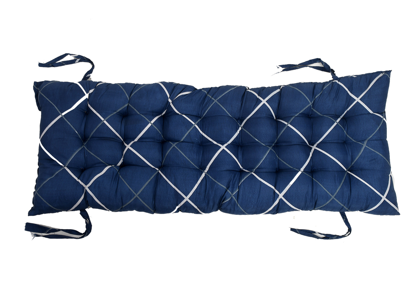 Kuber Industries Geomatric Printed Microfiber Back & Seat Cushion for Indoor/Outdoor Patio Chair, Rocking Chair, Office Chair, Reclining chairs With Ties, 18*46 Inch (Blue)