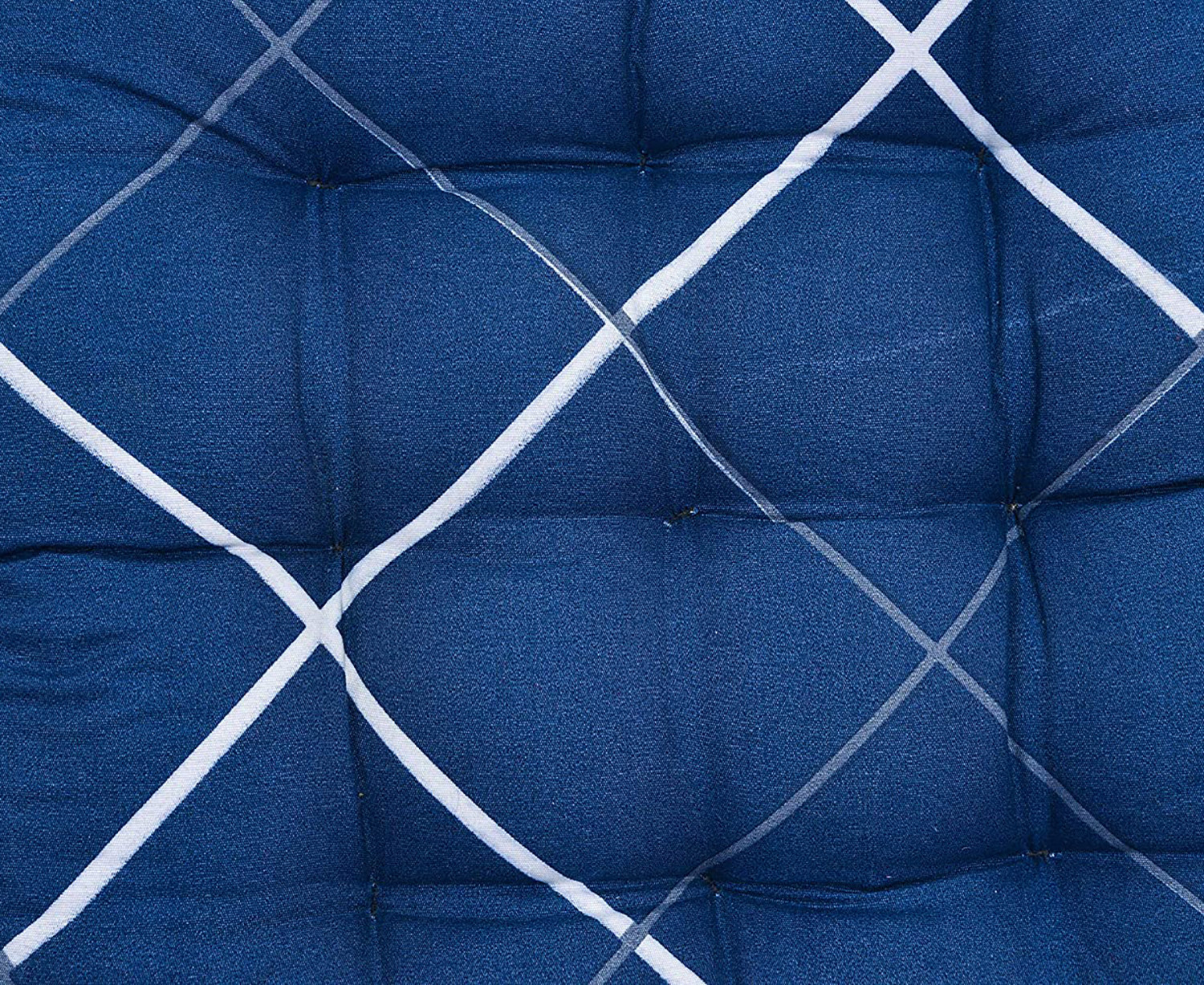 Kuber Industries Geomatric Printed Microfiber Square Chair Pad Seat Cushion For Rocking chair, Office chair, Dinning chair, Indoor/Outdoor With Ties, 18*18 Inch (Blue)