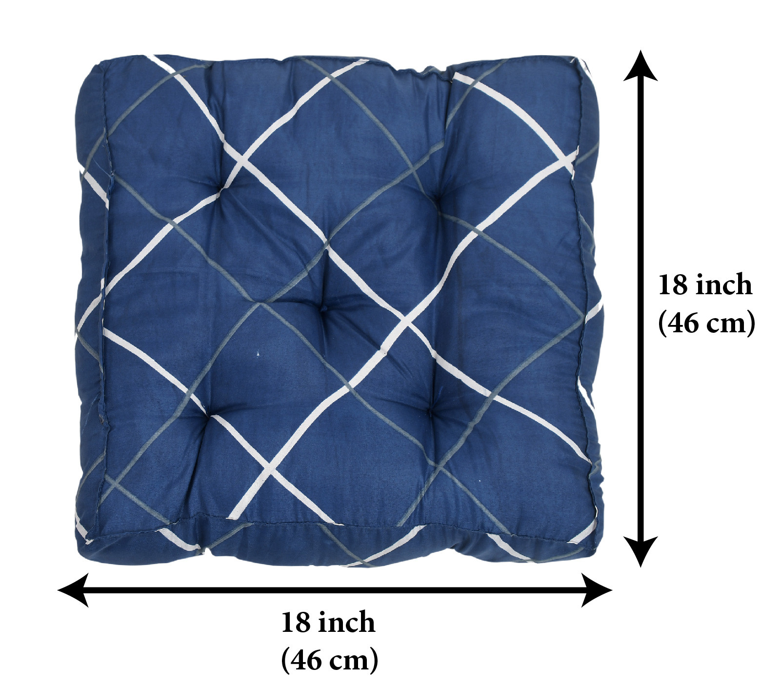 Kuber Industries Geomatric Printed Microfiber Square Chair Pad Seat Cushion For Rocking chair, Office chair, Dinning chair, Indoor/Outdoor, 18*18 Inch (Blue)