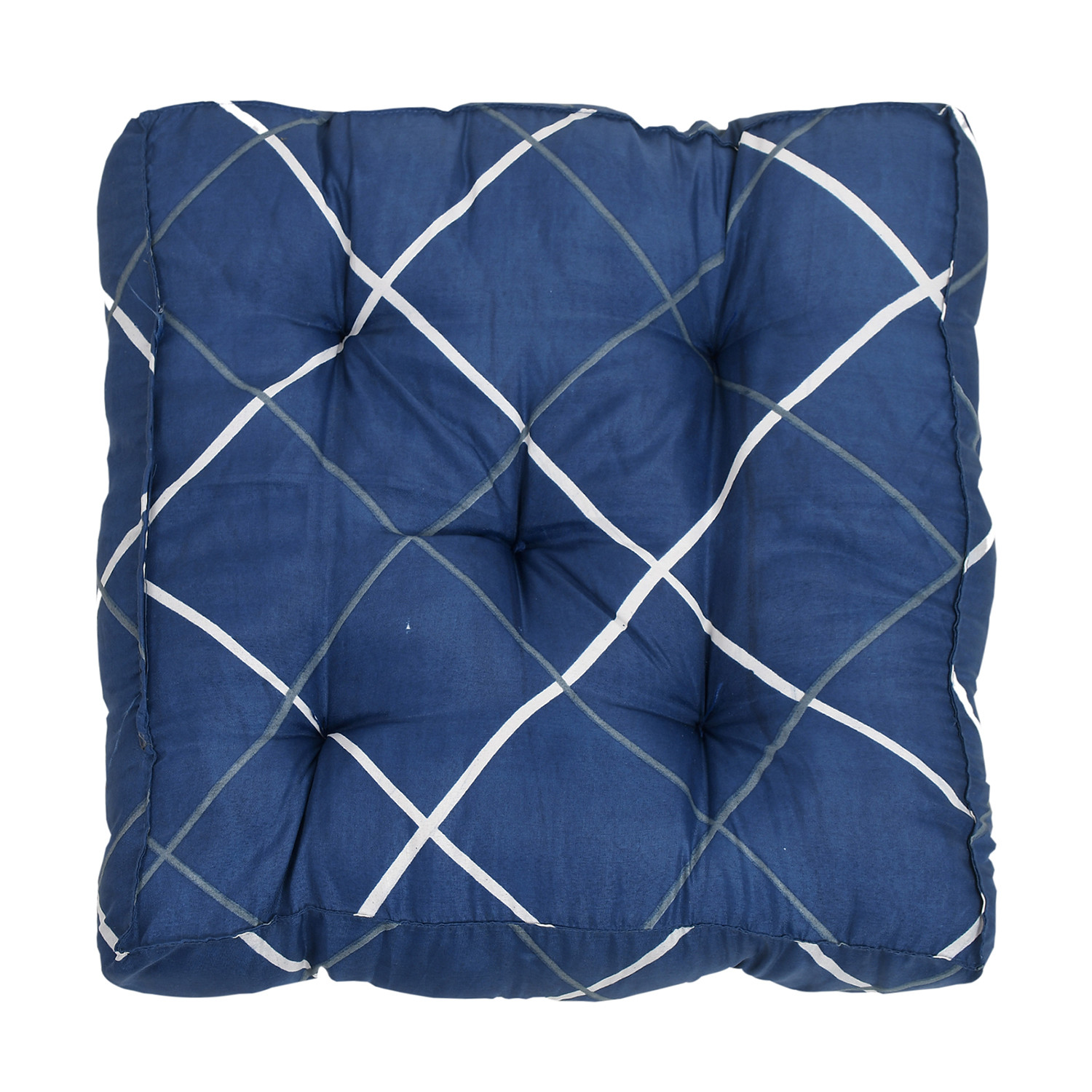 Kuber Industries Geomatric Printed Microfiber Square Chair Pad Seat Cushion For Rocking chair, Office chair, Dinning chair, Indoor/Outdoor, 18*18 Inch (Blue)