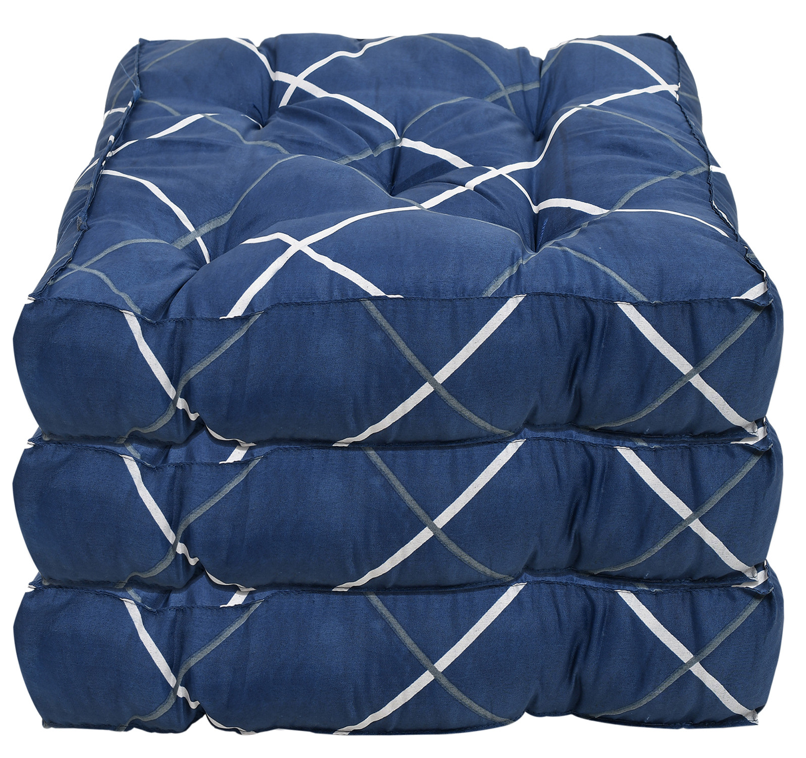 Kuber Industries Geomatric Printed Microfiber Square Chair Pad Seat Cushion For Rocking chair, Office chair, Dinning chair, Indoor/Outdoor, 18*18 Inch (Blue)