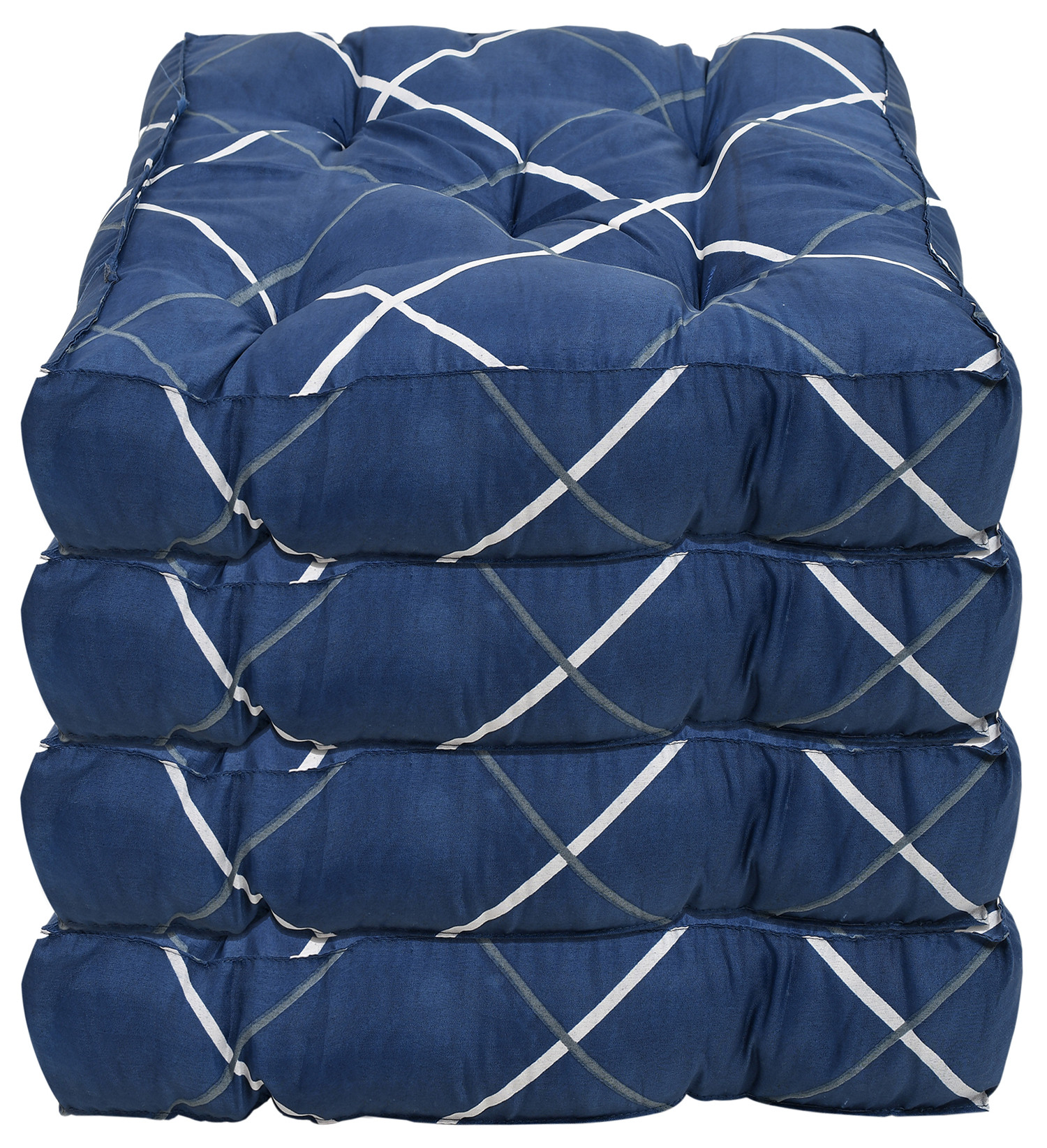 Kuber Industries Geomatric Printed Microfiber Square Chair Pad Seat Cushion For Rocking chair, Office chair, Dinning chair, Indoor/Outdoor, 18*18 Inch (Blue)
