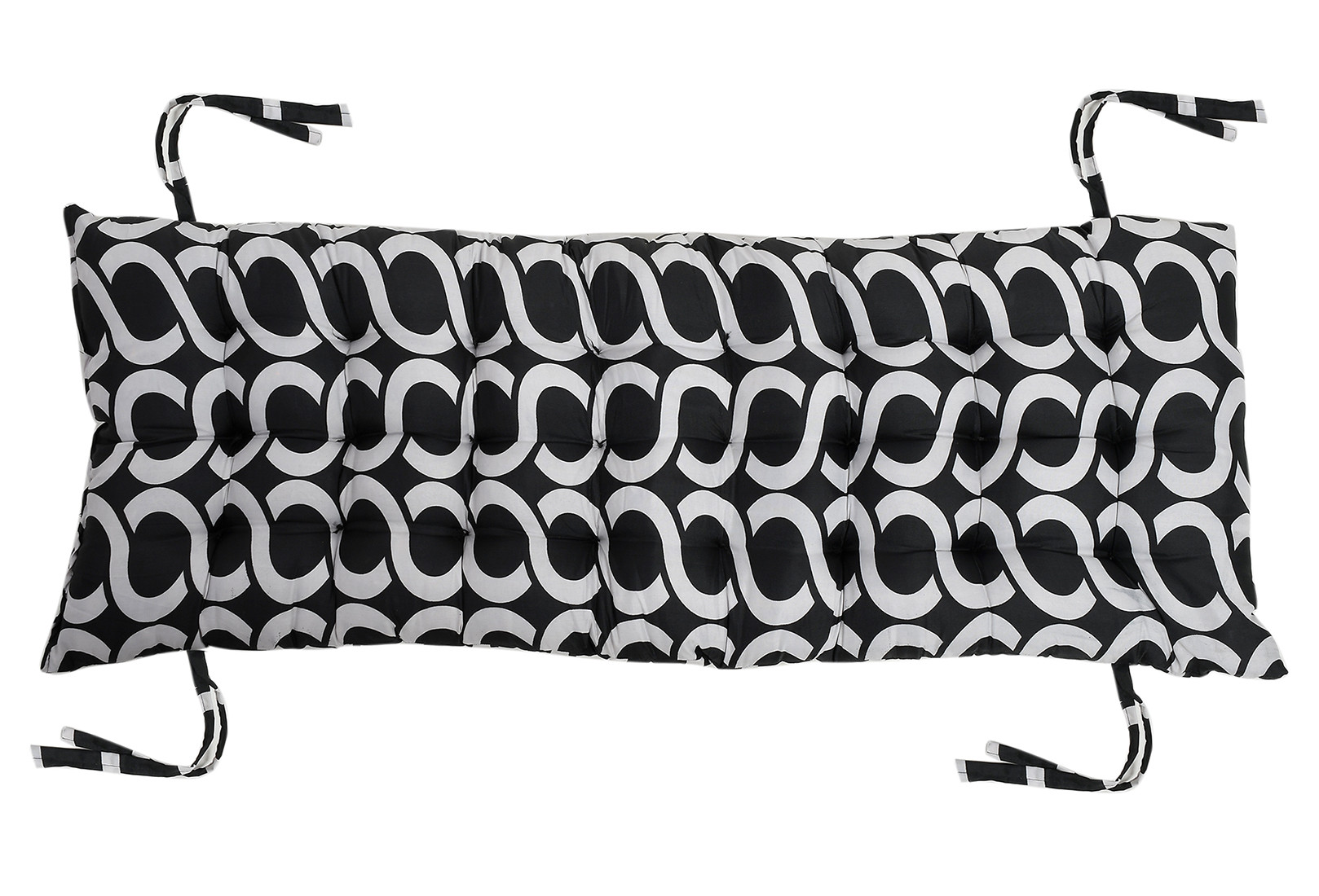 Kuber Industries Geometric Seamless Pattern Microfiber Back & Seat Cushion for Indoor/Outdoor Patio Chair, Rocking Chair, Office Chair, Reclining chairs With Ties, 18*46 Inch (Black)
