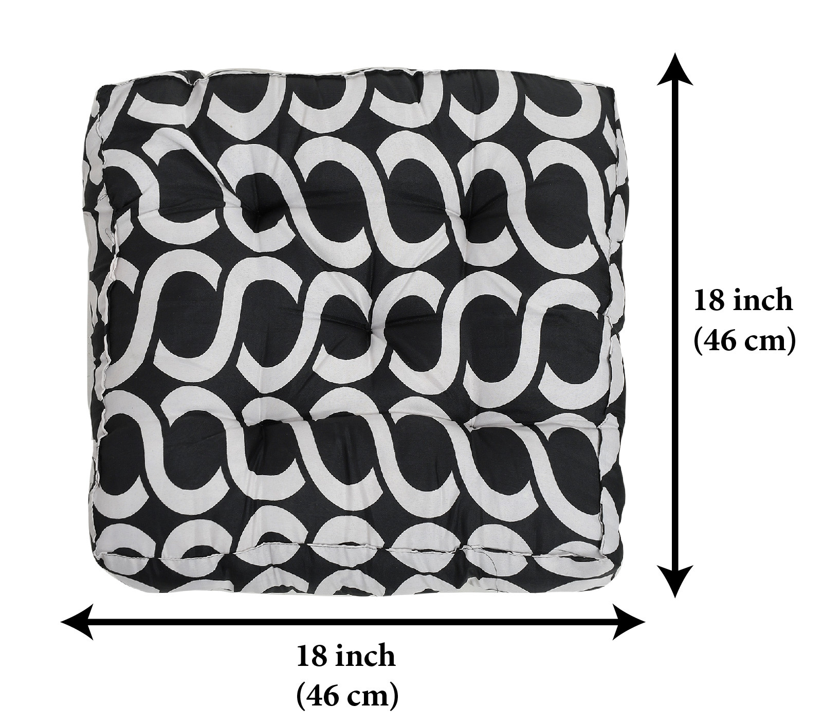 Kuber Industries Geometric Seamless Pattern Microfiber Square Chair Pad Seat Cushion For Rocking chair, Office chair, Dinning chair, Indoor/Outdoor, 18*18 Inch (Black)