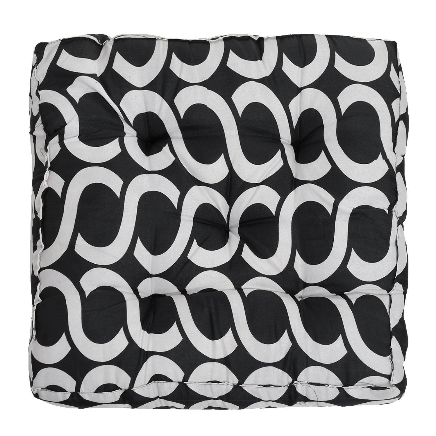 Kuber Industries Geometric Seamless Pattern Microfiber Square Chair Pad Seat Cushion For Rocking chair, Office chair, Dinning chair, Indoor/Outdoor, 18*18 Inch (Black)