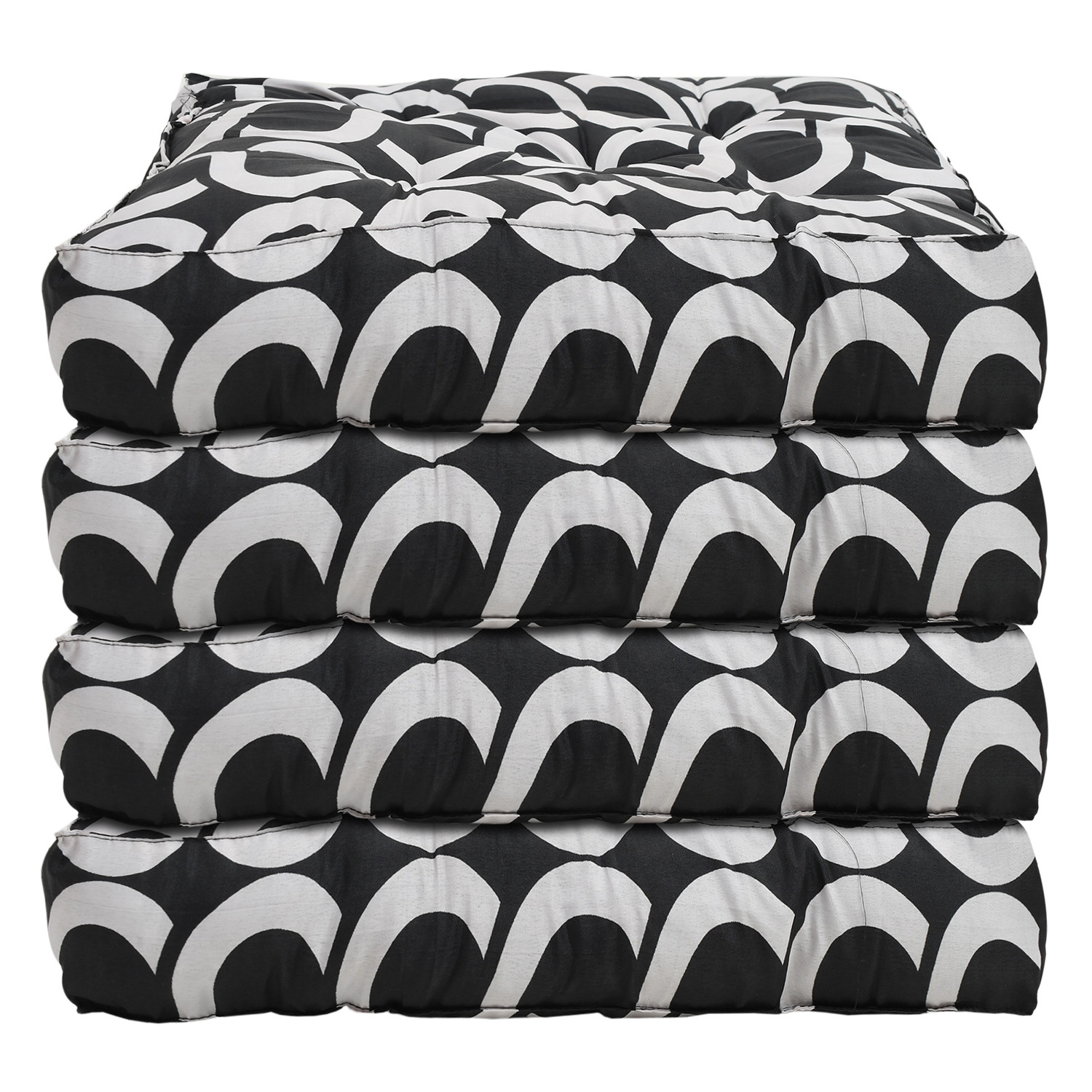 Kuber Industries Geometric Seamless Pattern Microfiber Square Chair Pad Seat Cushion For Rocking chair, Office chair, Dinning chair, Indoor/Outdoor, 18*18 Inch (Black)