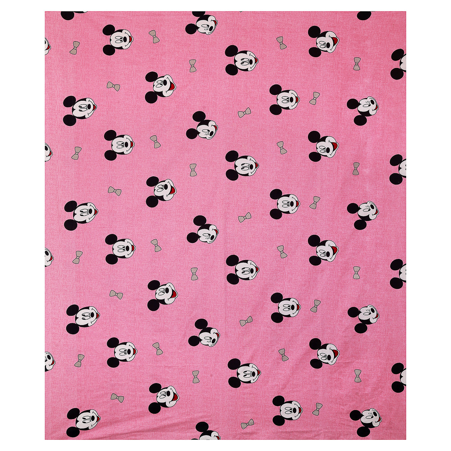 Kuber Industries Glace Cotton Disney Mickey Mouse Face Printed Double Bedsheet With 2 Pillow Covers,90x100,(Pink)