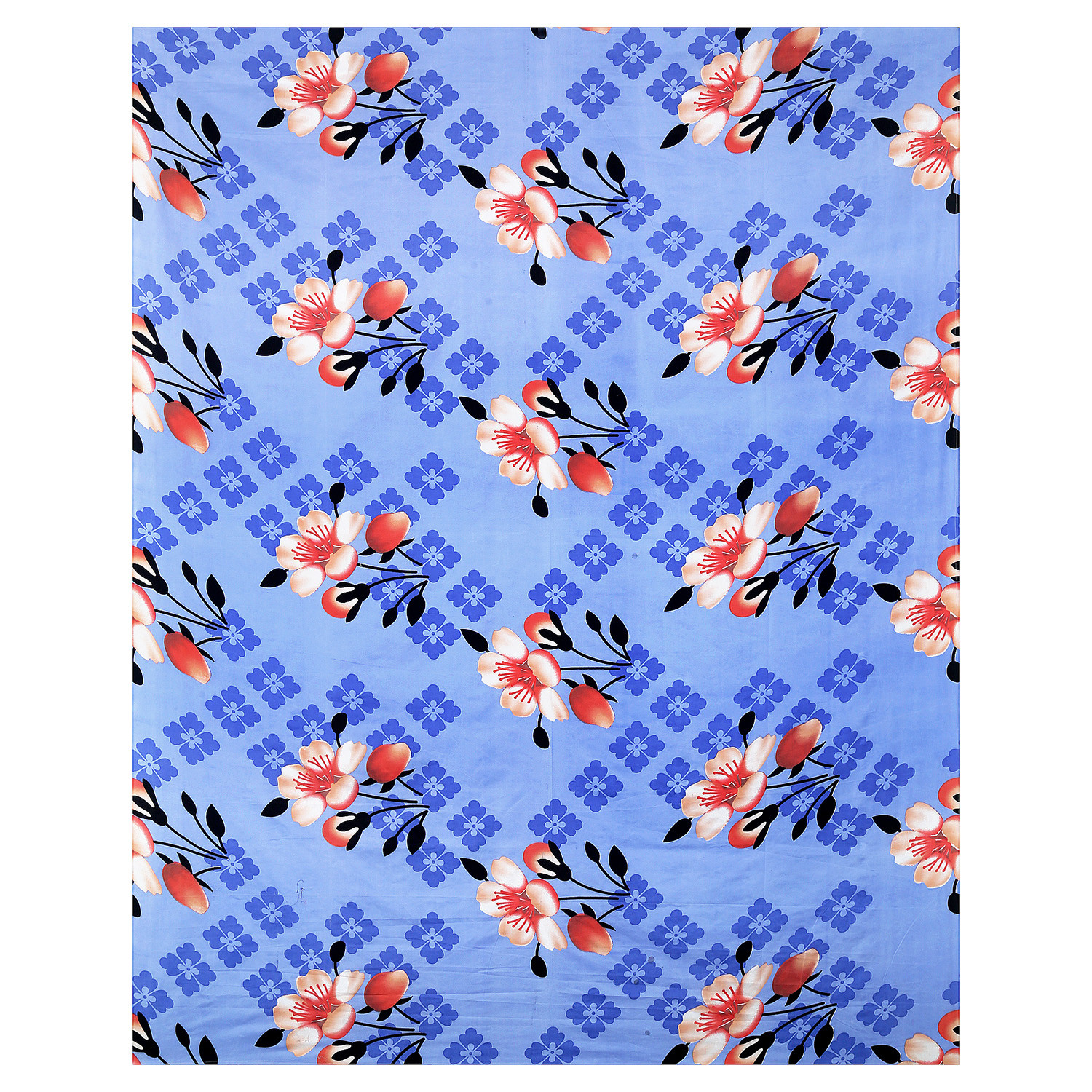 Kuber Industries Glace Cotton Floral Print Double Bedsheet With 2 Pillow Covers,90x108,(Light Blue)
