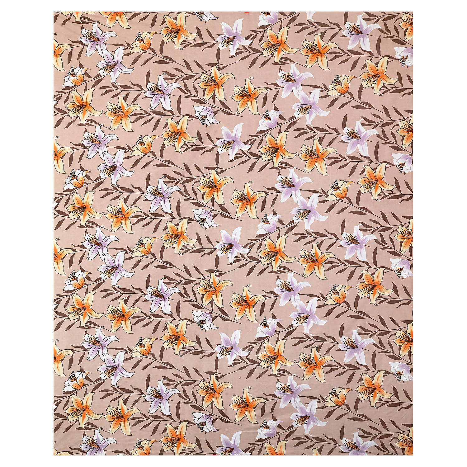 Kuber Industries Glace Cotton Flower Print Double Bedsheet With 2 Pillow Covers,90x108,(Light Brown)
