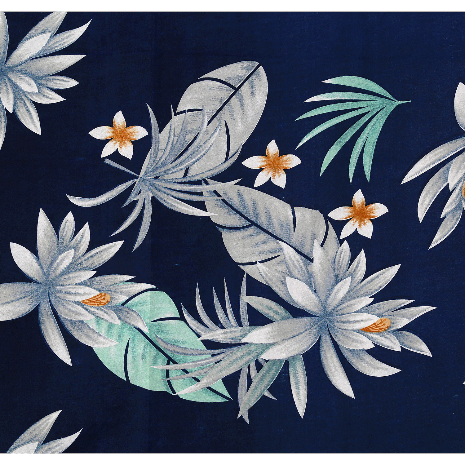 Kuber Industries Glace Cotton Leaf Print Double Bedsheet With 2 Pillow Covers,90x100,(Navy Blue)