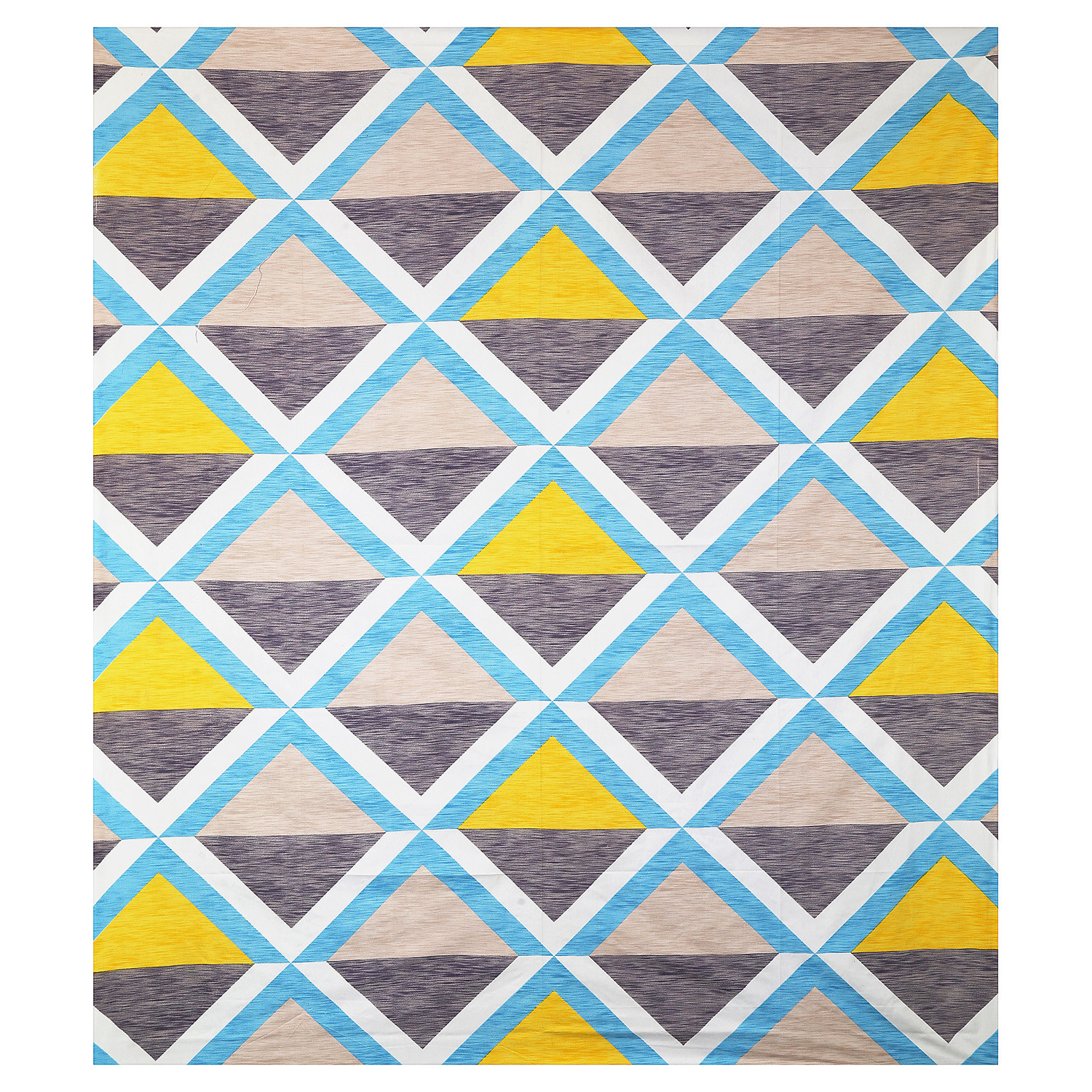 Kuber Industries Glace Cotton Triangle Design Double Bedsheet With 2 Pillow Covers,90x100,(Multicolor)