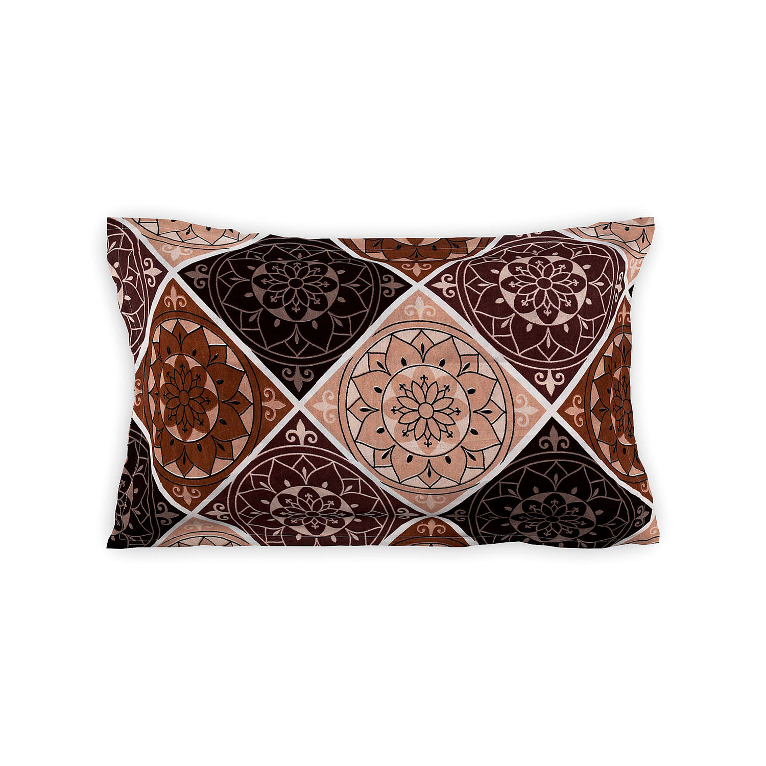 Kuber Industries Glance Cotton Rangoli Pattern Single Bedsheet With 1 Pillow Cover,90x60, (Brown)