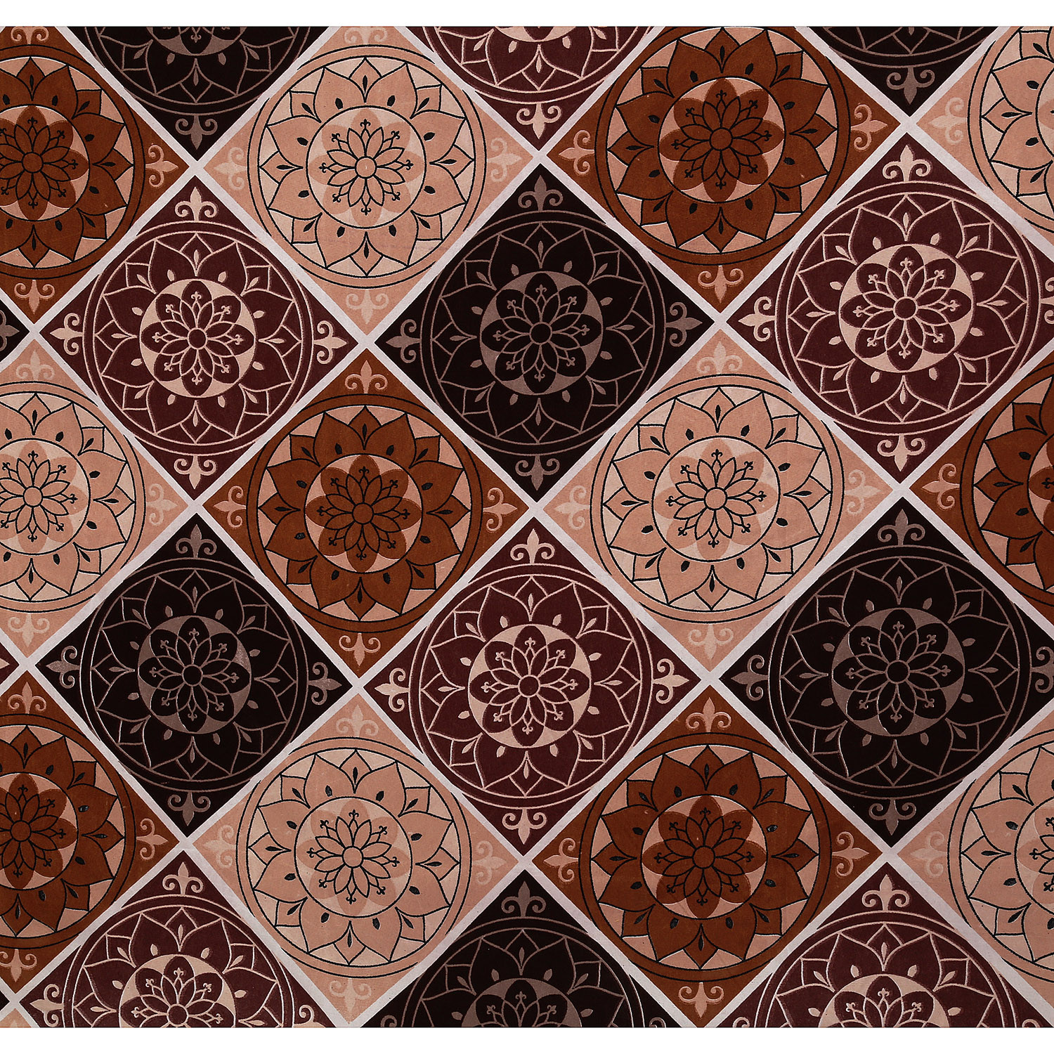 Kuber Industries Glance Cotton Rangoli Pattern Single Bedsheet With 1 Pillow Cover,90x60, (Brown)