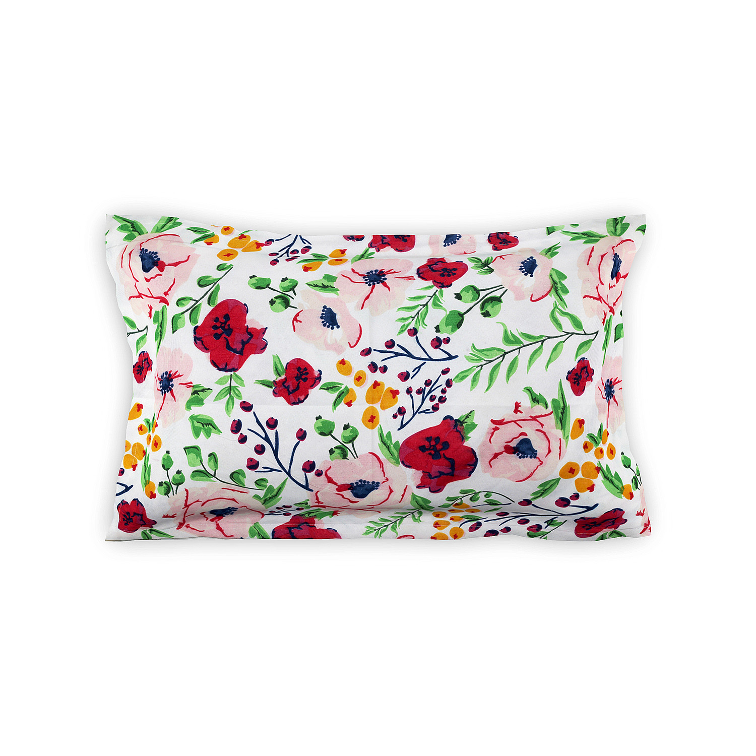 Kuber Industries Glance Cotton Red & White Flower Print Single Bedsheet With 1 Pillow Cover,90x60 ,(Multicolor)