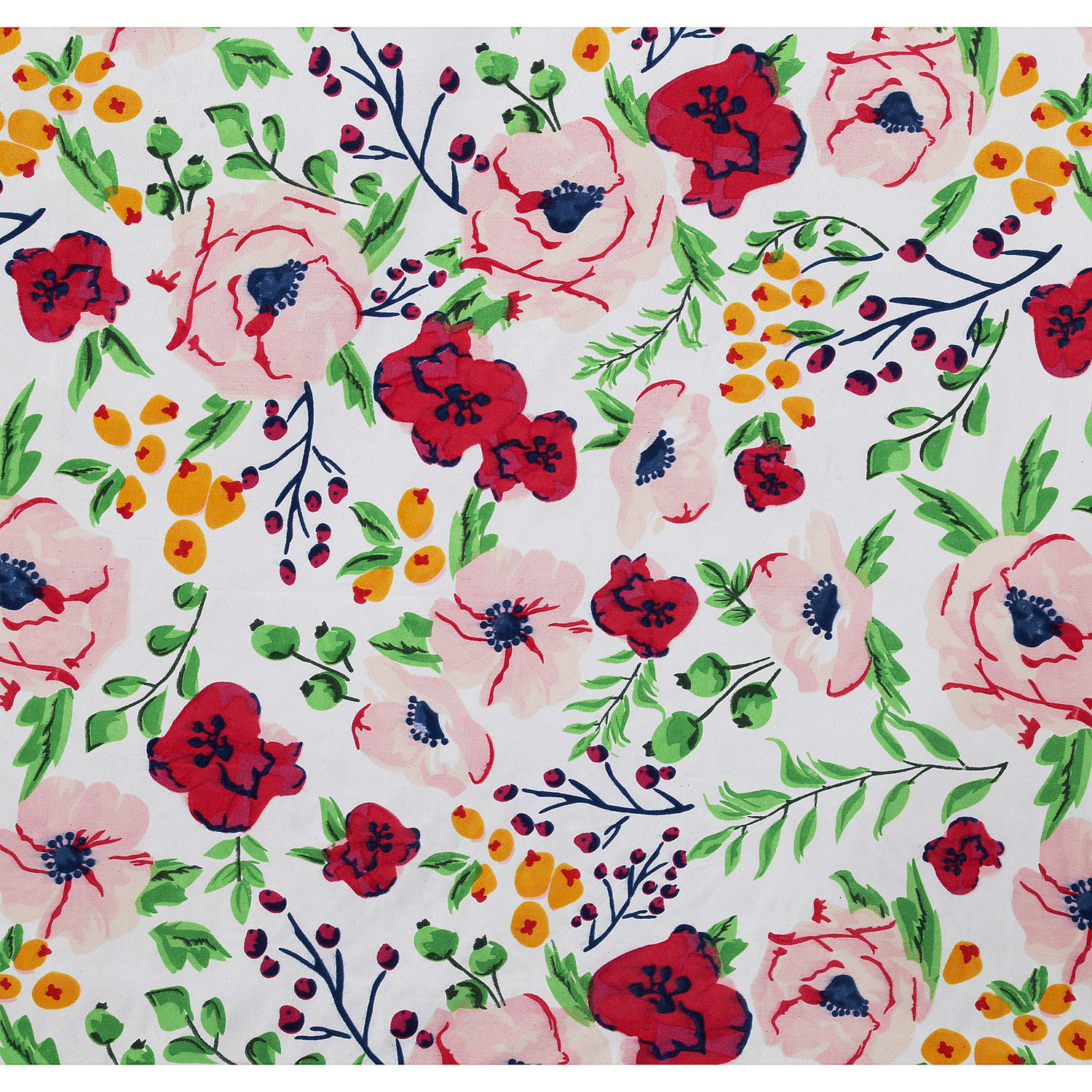 Kuber Industries Glance Cotton Red & White Flower Print Single Bedsheet With 1 Pillow Cover,90x60 ,(Multicolor)