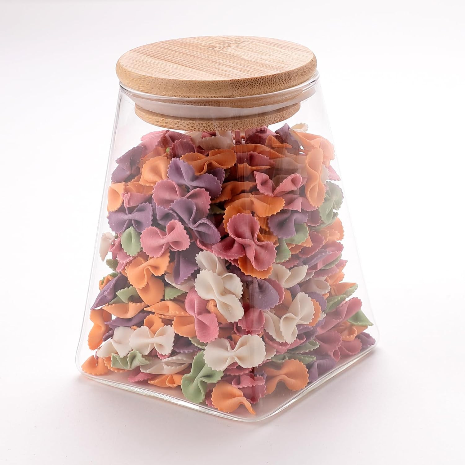 Kuber Industries Glass Jar | Multi-Utility Kitchen Organizer | Airtight Bamboo Lid | Food Storage Container | Cookies Storage Jar | 950 ML | LP018 | Transparent