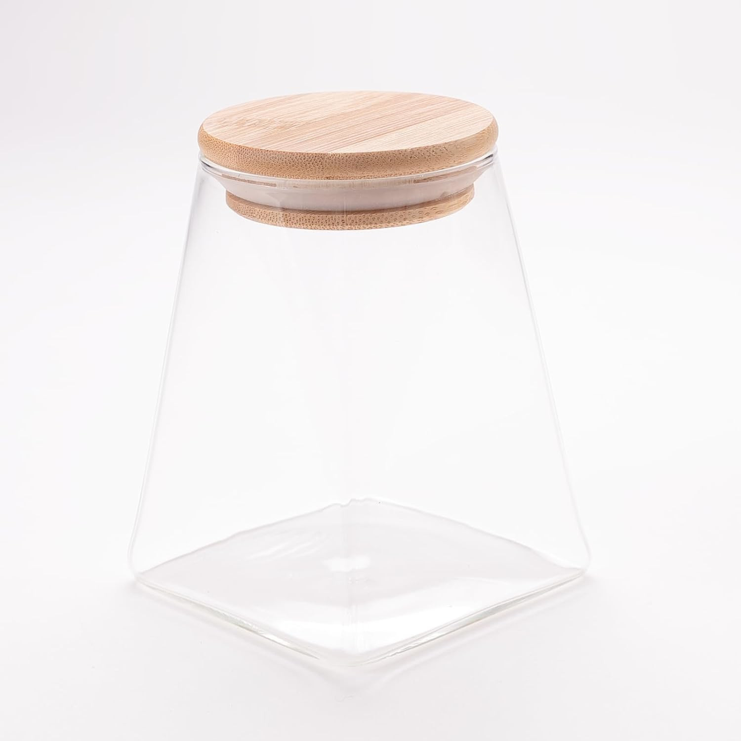 Kuber Industries Glass Jar | Multi-Utility Kitchen Organizer | Airtight Bamboo Lid | Food Storage Container | Cookies Storage Jar | 950 ML | LP018 | Transparent