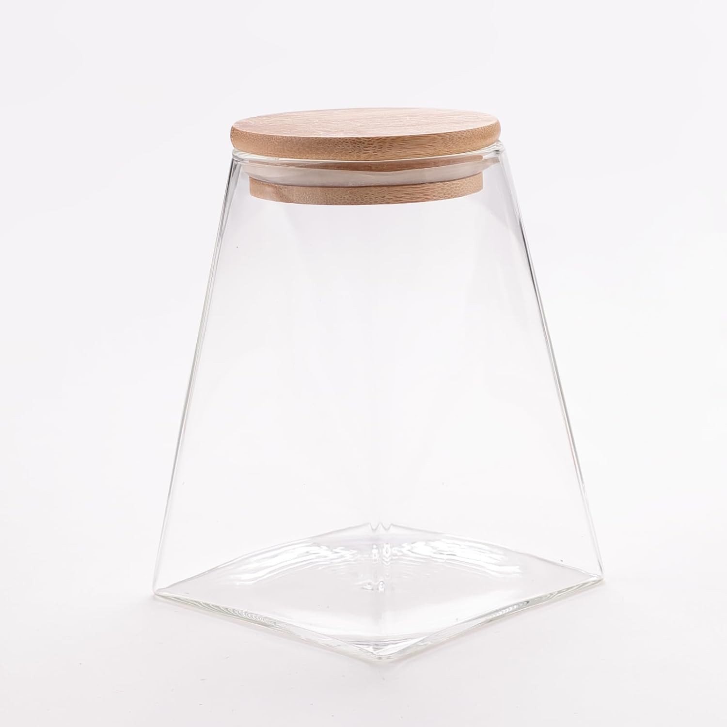 Kuber Industries Glass Jar | Multi-Utility Kitchen Organizer | Airtight Bamboo Lid | Food Storage Container | Cookies Storage Jar | 500 ML | LP017 | Transparent