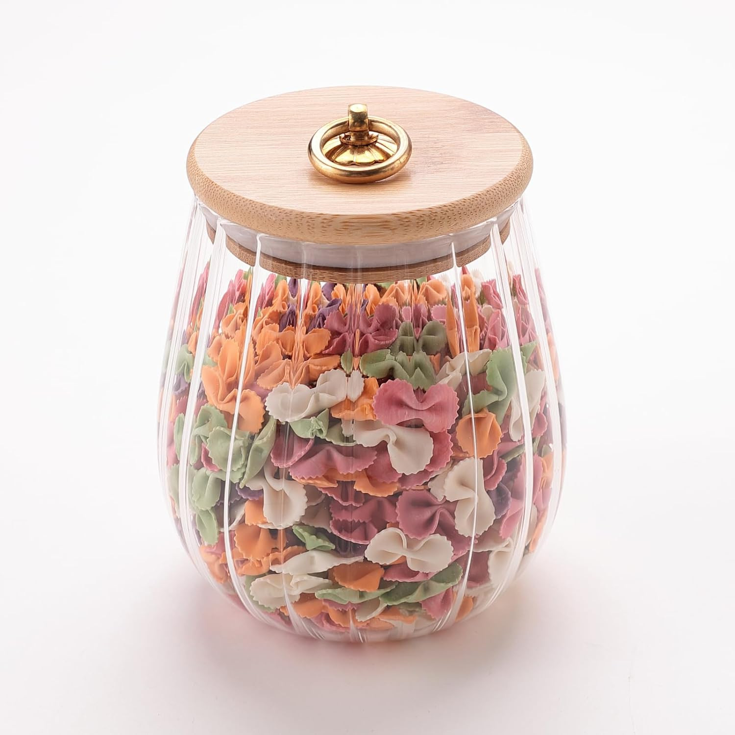 Kuber Industries Glass Jar | Multi-Utility Kitchen Organizer | Airtight Bamboo Lid | Food Storage Jar with Metal Loop | Cookies Storage Jar | 680 ML | LP012 | Transparent