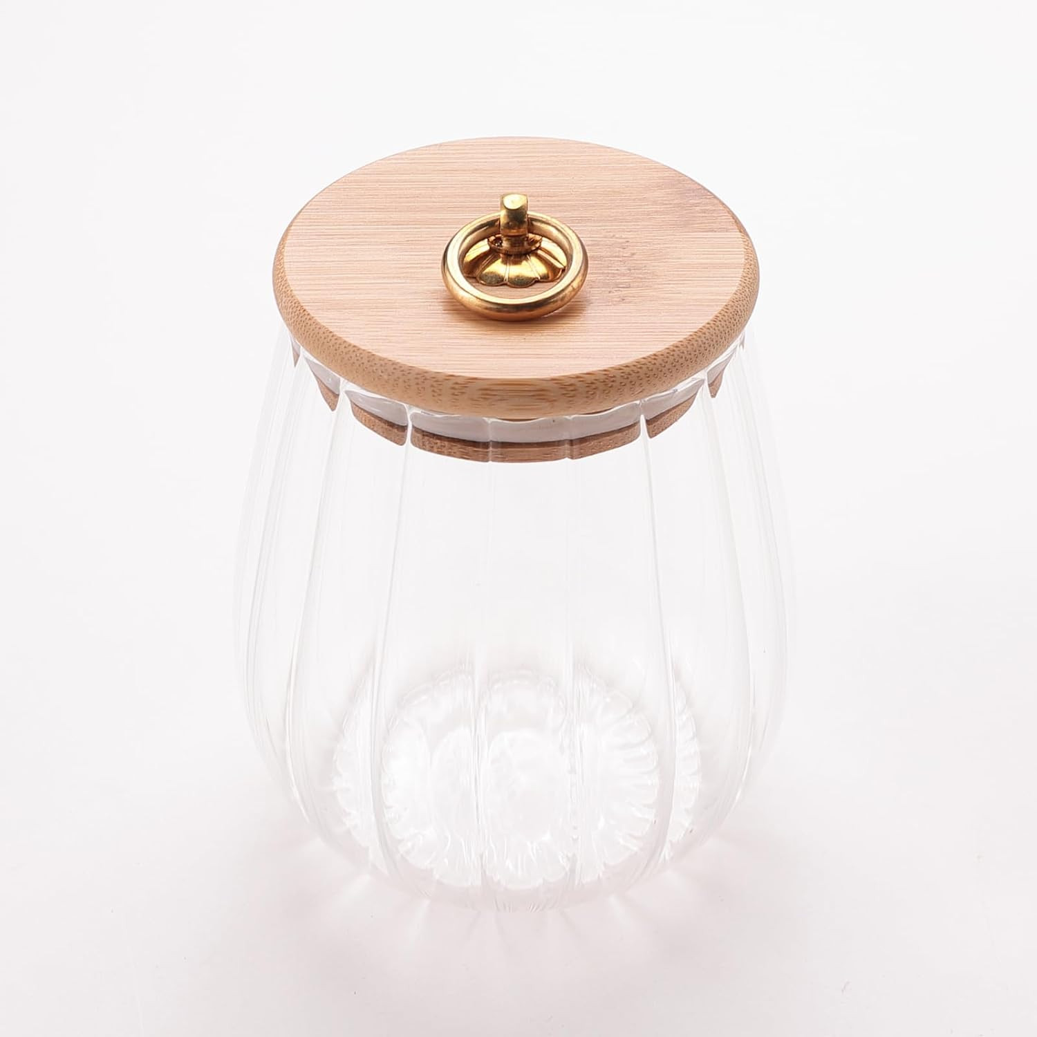 Kuber Industries Glass Jar | Multi-Utility Kitchen Organizer | Airtight Bamboo Lid | Food Storage Jar with Metal Loop | Cookies Storage Jar | 680 ML | LP012 | Transparent