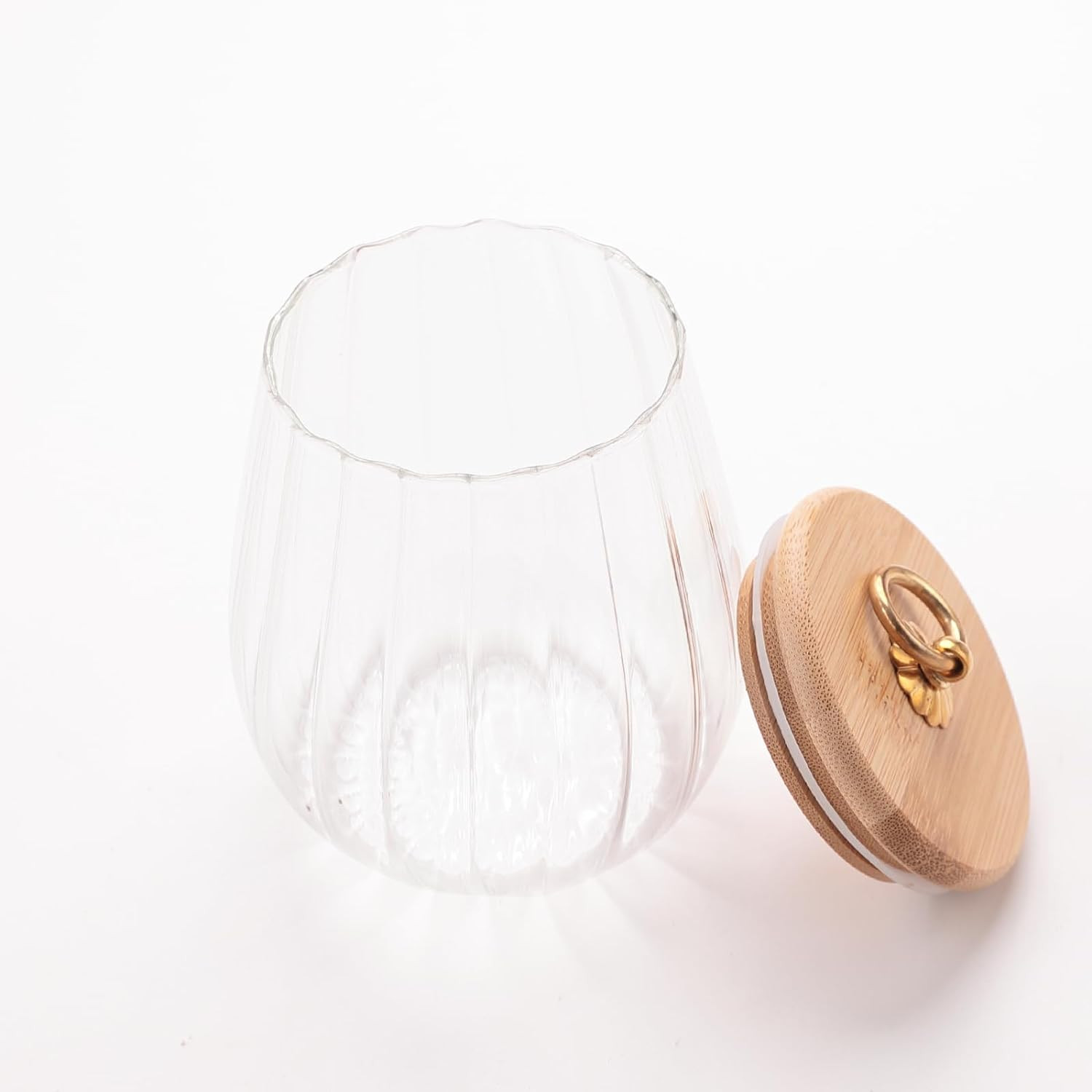 Kuber Industries Glass Jar | Multi-Utility Kitchen Organizer | Airtight Bamboo Lid | Food Storage Jar with Metal Loop | Cookies Storage Jar | 680 ML | LP012 | Transparent
