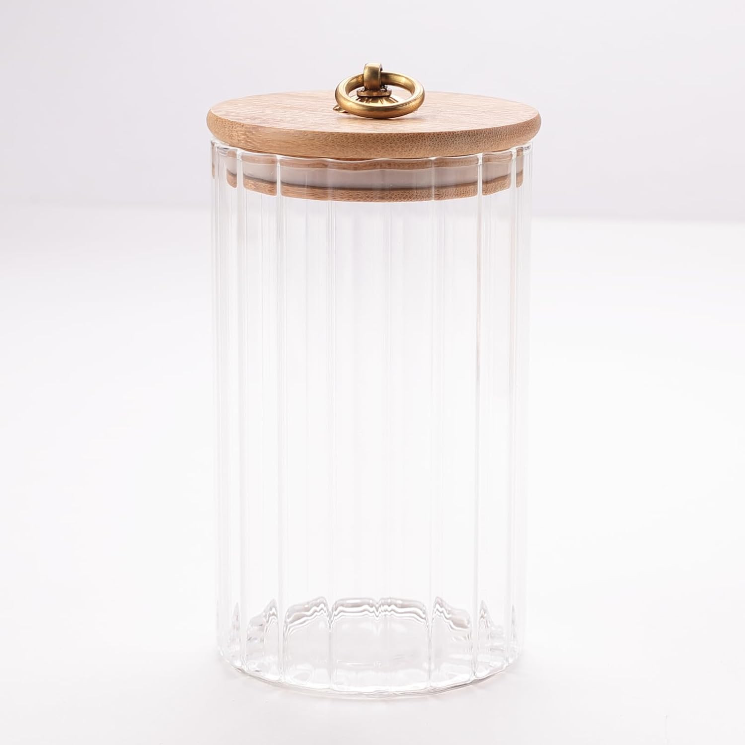 Kuber Industries Glass Jar | Multi-Utility Kitchen Organizer | Airtight Bamboo Lid | Food Storage Jar with Metal Loop | Cookies Storage Jar | 820 ML | LP020 | Transparent