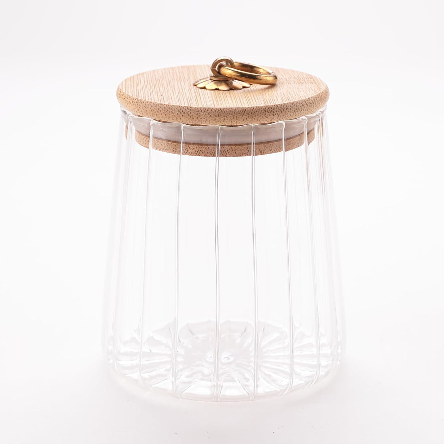 Kuber Industries Glass Jar | Multi-Utility Kitchen Organizer | Airtight Bamboo Lid | Food Storage Jar with Metal Loop | Cookies Storage Jar | 620 ML | LP013 | Transparent