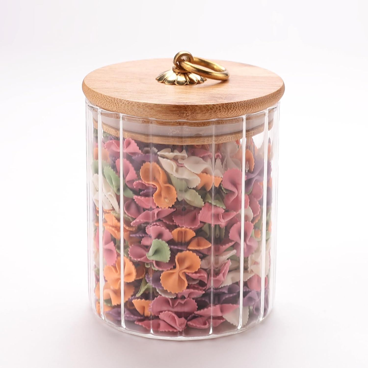 Kuber Industries Glass Jar | Multi-Utility Kitchen Organizer | Airtight Bamboo Lid & Spoon | Food Storage Jar with Metal Loop | Cookies Storage Jar | 530 ML | LP019 | Transparent